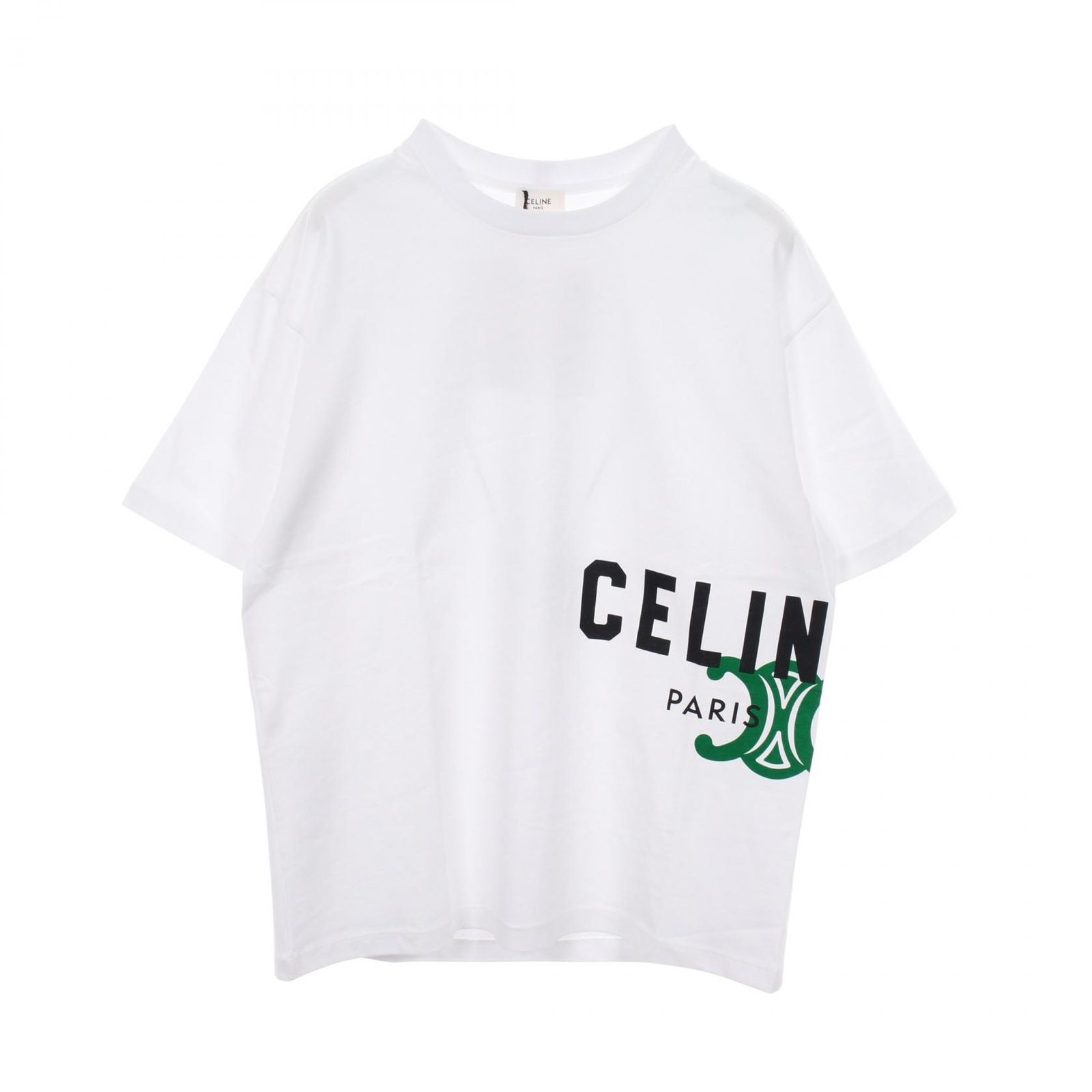 セリーヌ CELINE 半袖Tシャツ トリオンフ ロゴプリント RX0HV1242GJL3M ホワイト コットン Tシャツ メンズ 新品