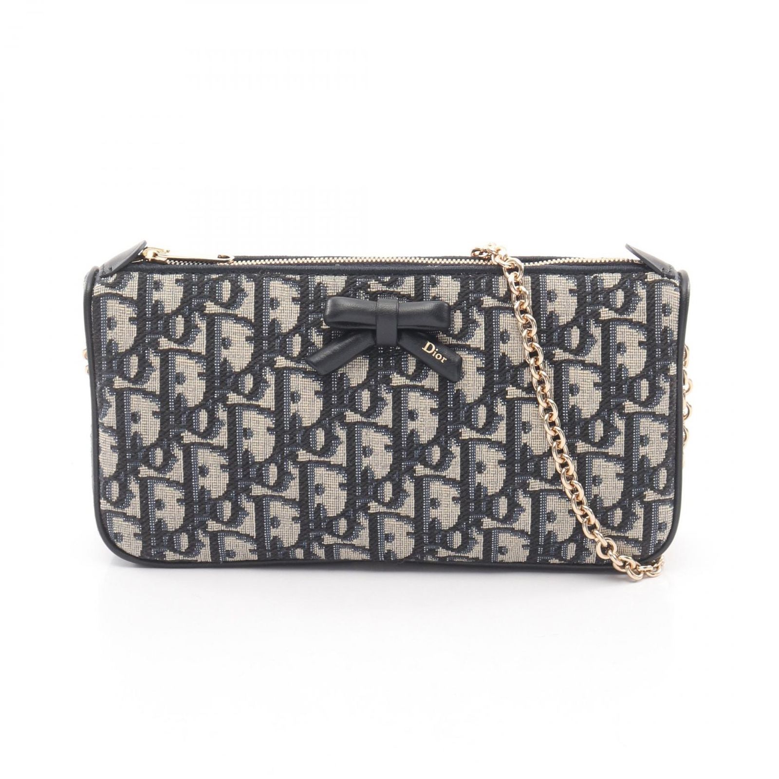 ディオール Dior ショルダーバッグ Oblique Bow オブリーク S2504OUQYM928 ブルー キャンバス レザー チェーンショルダー レディース 新品