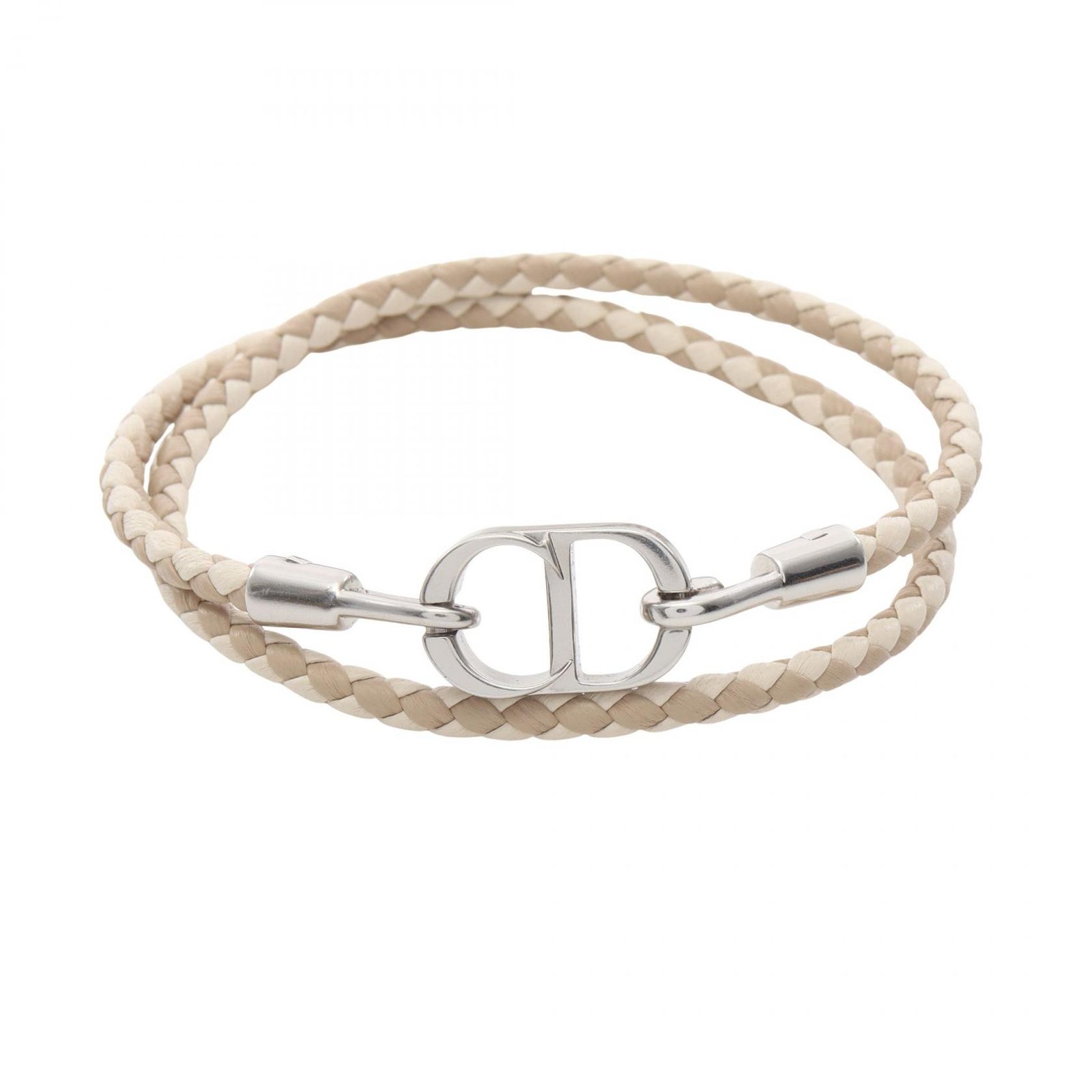 ディオール Dior ブレスレット CD Icon ブレイドレザー ダブル B1973HOMLE069L ベージュ レザー ステンレススチール ブレスレット メンズ 新品