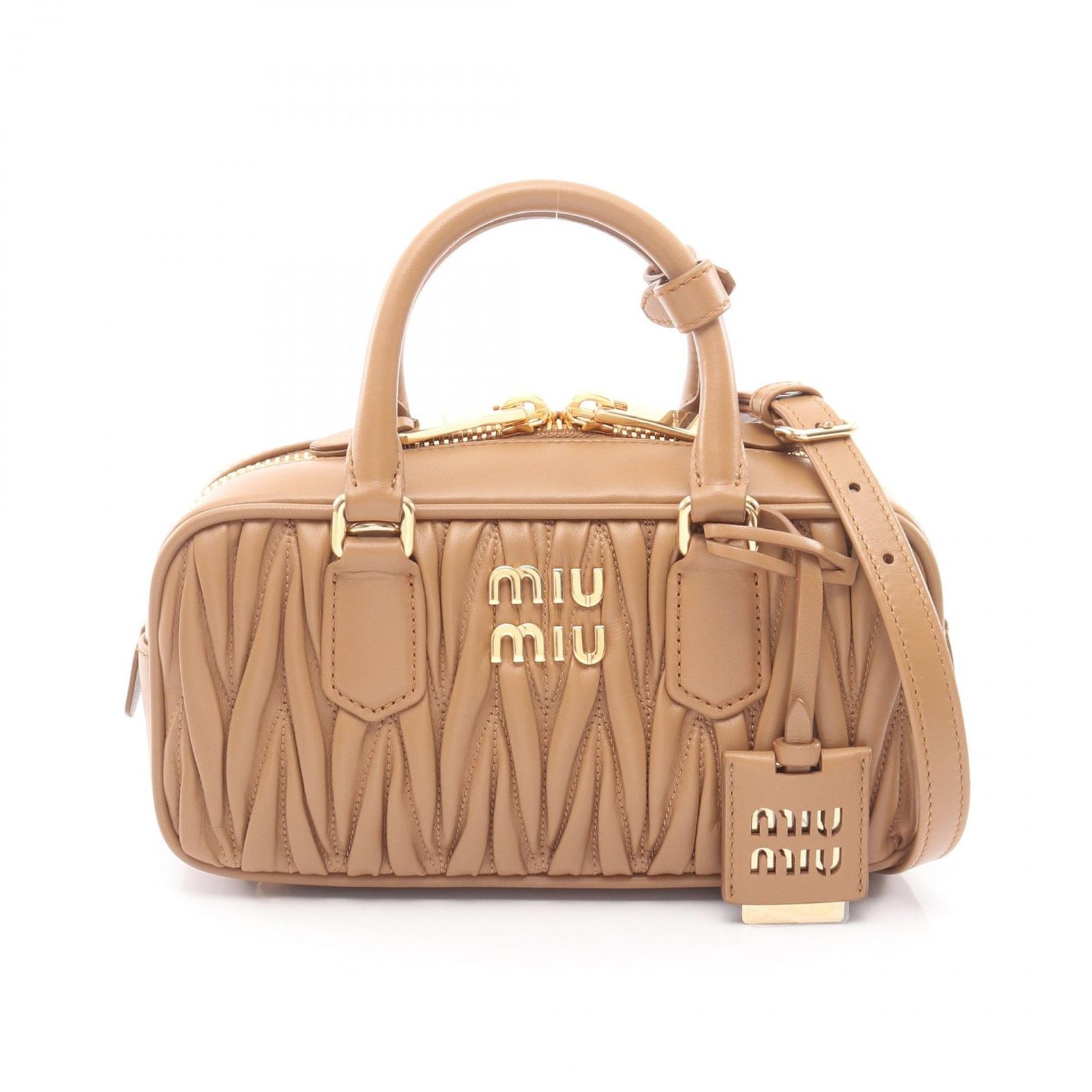 ミュウ ミュウ Miu Miu ハンドバッグ MATELASSE マテラッセ 2WAY 5BB142AN88F098LOON キャメル レザー 2wayショルダー レディース 新品