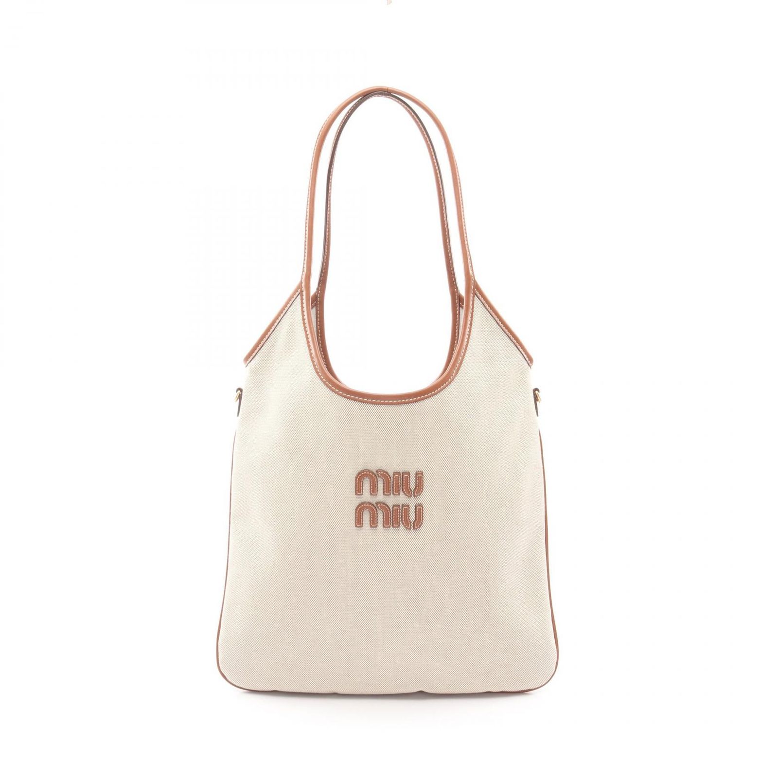 ミュウ ミュウ Miu Miu トートバッグ CANVAS 5BG231ACRNF062F ナチュラル/ブラウン キャンバス レザー トートバッグ レディース 新品