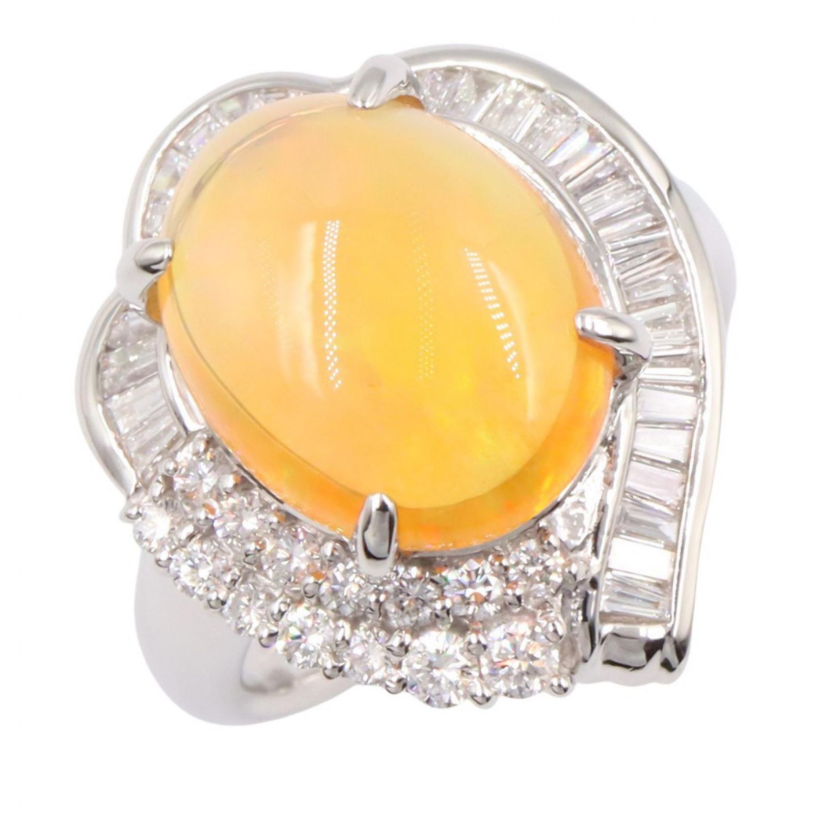 ジュエリー JEWELRY リング・指輪 メキシコオパール ダイヤモンド リング メキシコオパール 17.4g #16.5 Pt900プラチナ ダイヤモンド リング レディース Used A