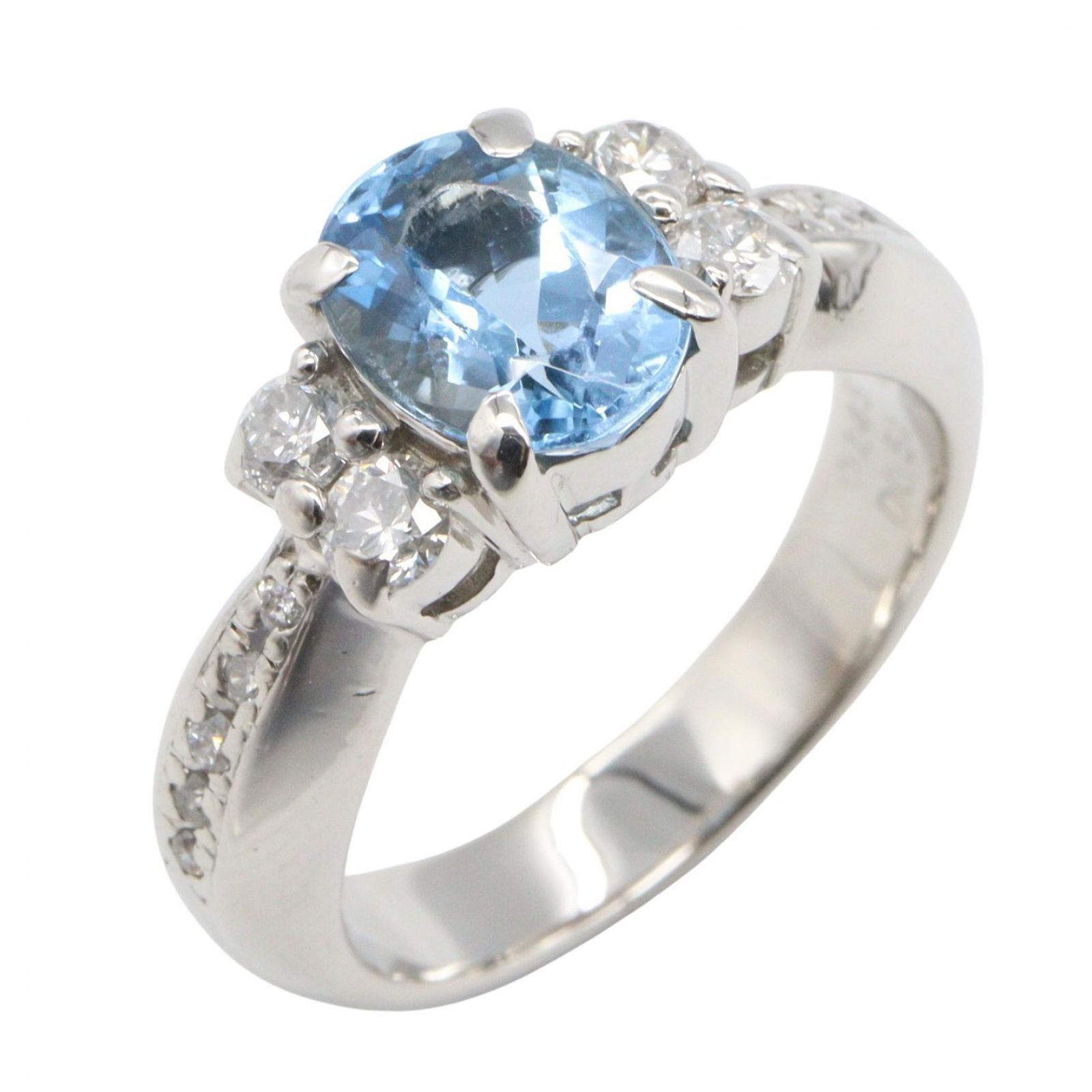 ジュエリー JEWELRY リング・指輪 アクアマリン ダイヤモンド リング アクアマリン 9.8g #13.5 Pt900プラチナ ダイヤモンド リング レディース Used A