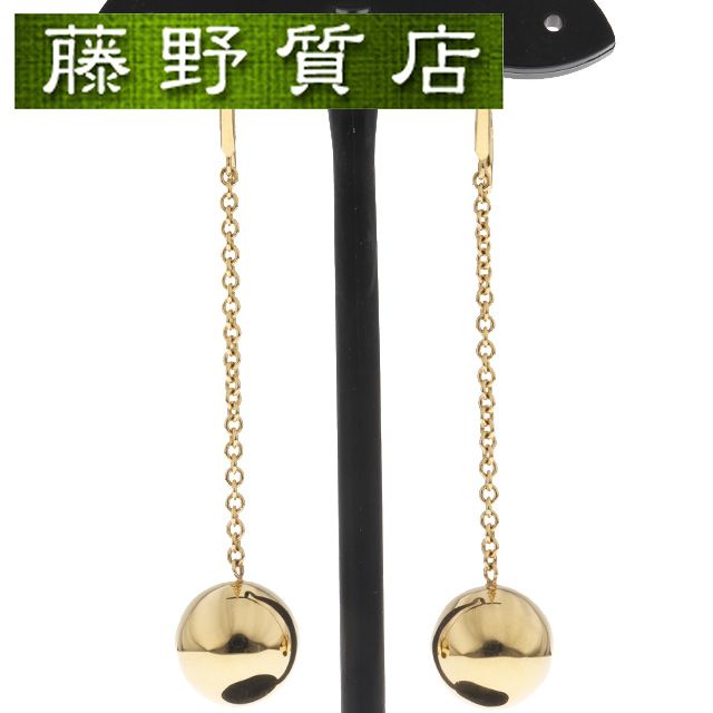 ティファニー TIFFANY ハードウェア ボール チェーン ピアス K18 YG イエローゴールド イヤリング フックタイプ ブランド 品 中古 ゴールドピアス レディース ジュエリー ブランドジュエリー ティファニーアクセサリー 18金ピアス 8551