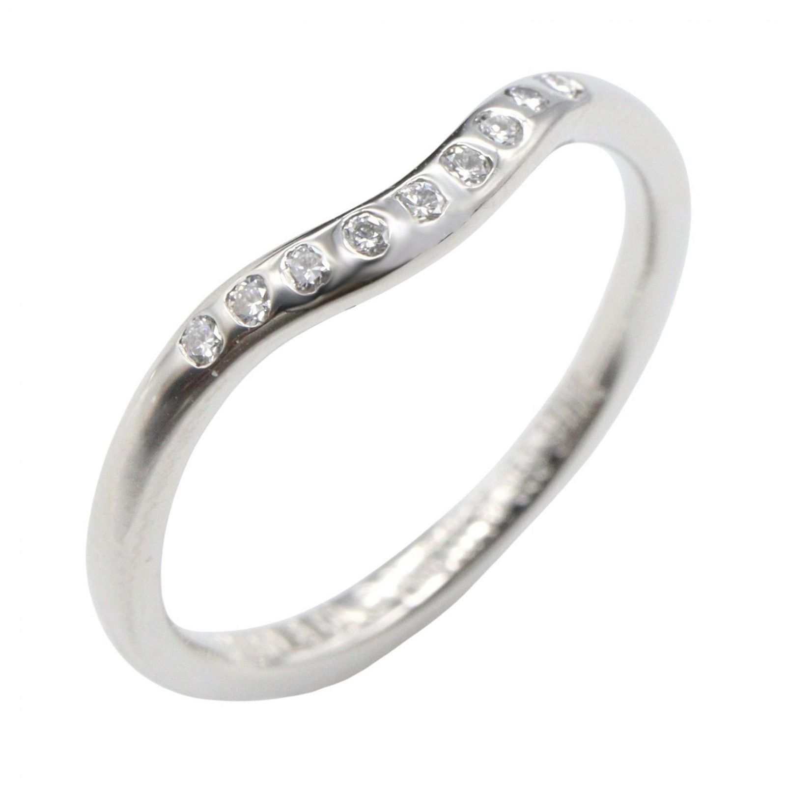 ティファニー TIFFANY＆CO リング・指輪 カーブド リング #9 Pt950プラチナ ダイヤモンド カーブド リング レディース Used A