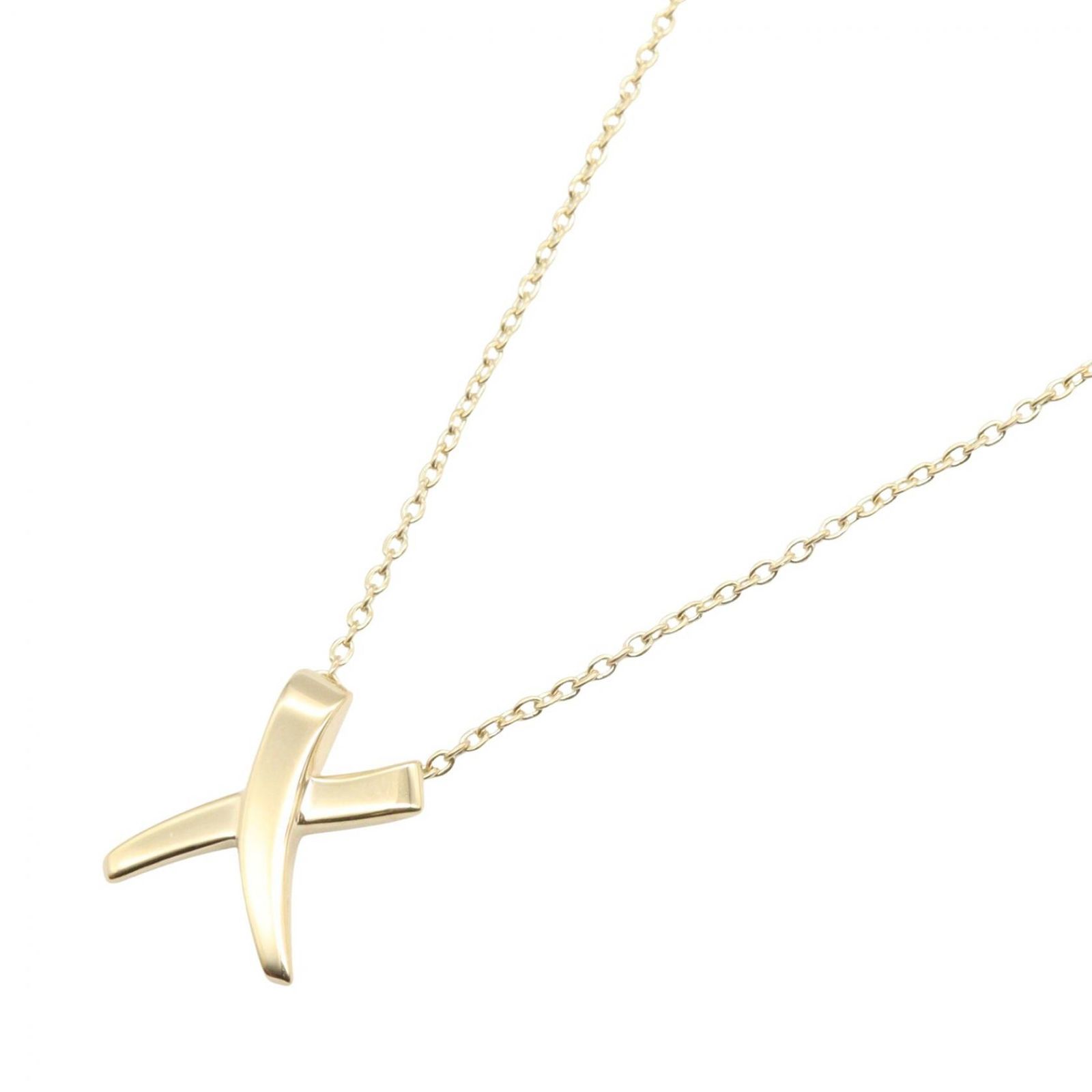 ティファニー TIFFANY＆CO ネックレス キス ネックレス 首回41㎝ K18（イエローゴールド） キス ネックレス レディース Used A