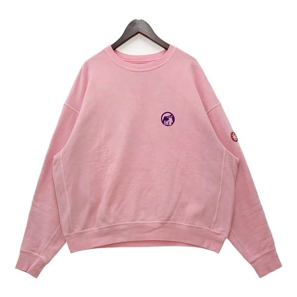 C.E シーイー スウェット トレーナー プルオーバー OVERDYE PRE COG クルーネック CES26CS03 ロゴ 刺繍 メンズ Lサイズ ピンク トップス DM18816■