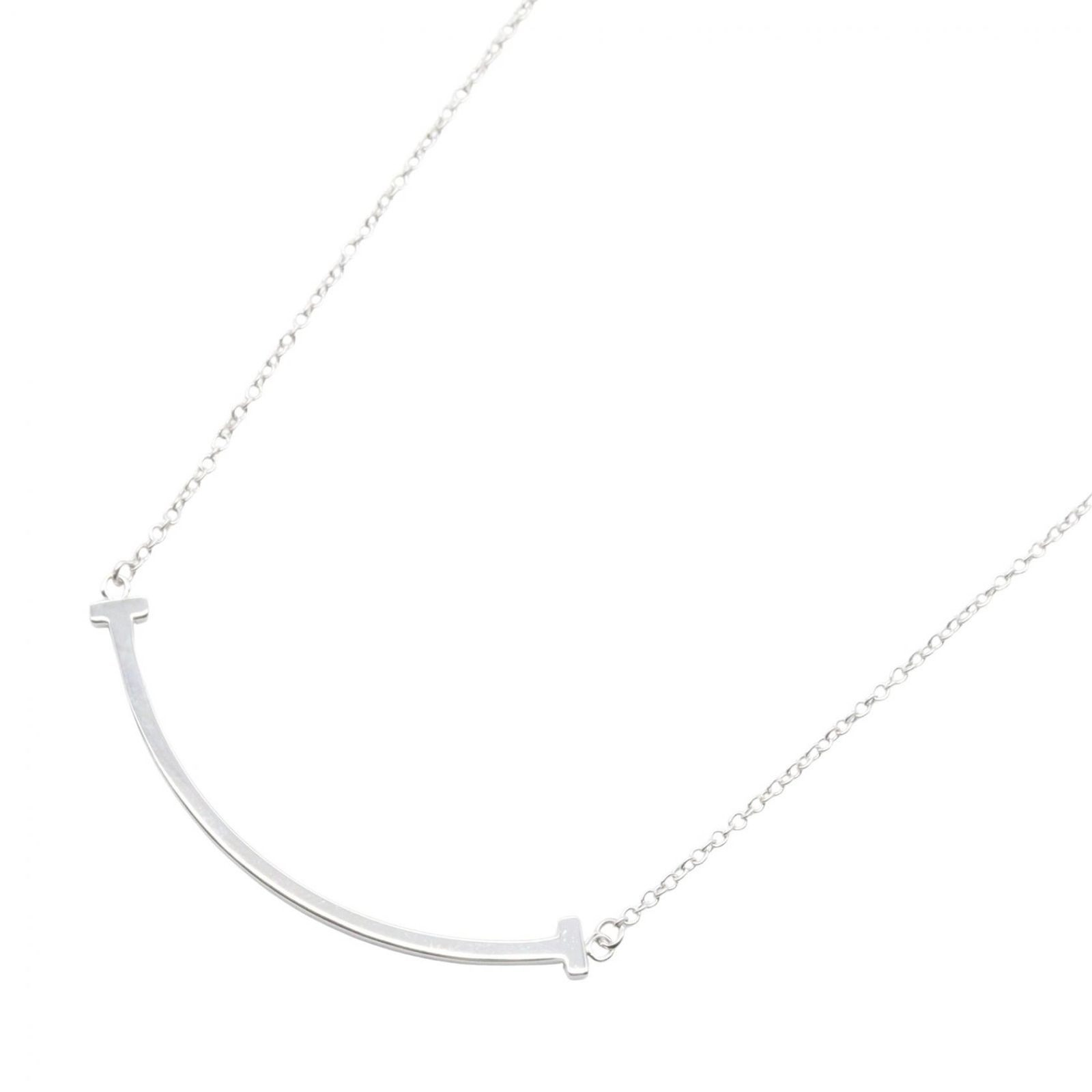 ティファニー TIFFANY＆CO ネックレス Tスマイル スモール ネックレス 首回り40/45㎝ K18WG（ホワイトゴールド） Tスマイル スモール ネックレス レディース Used A