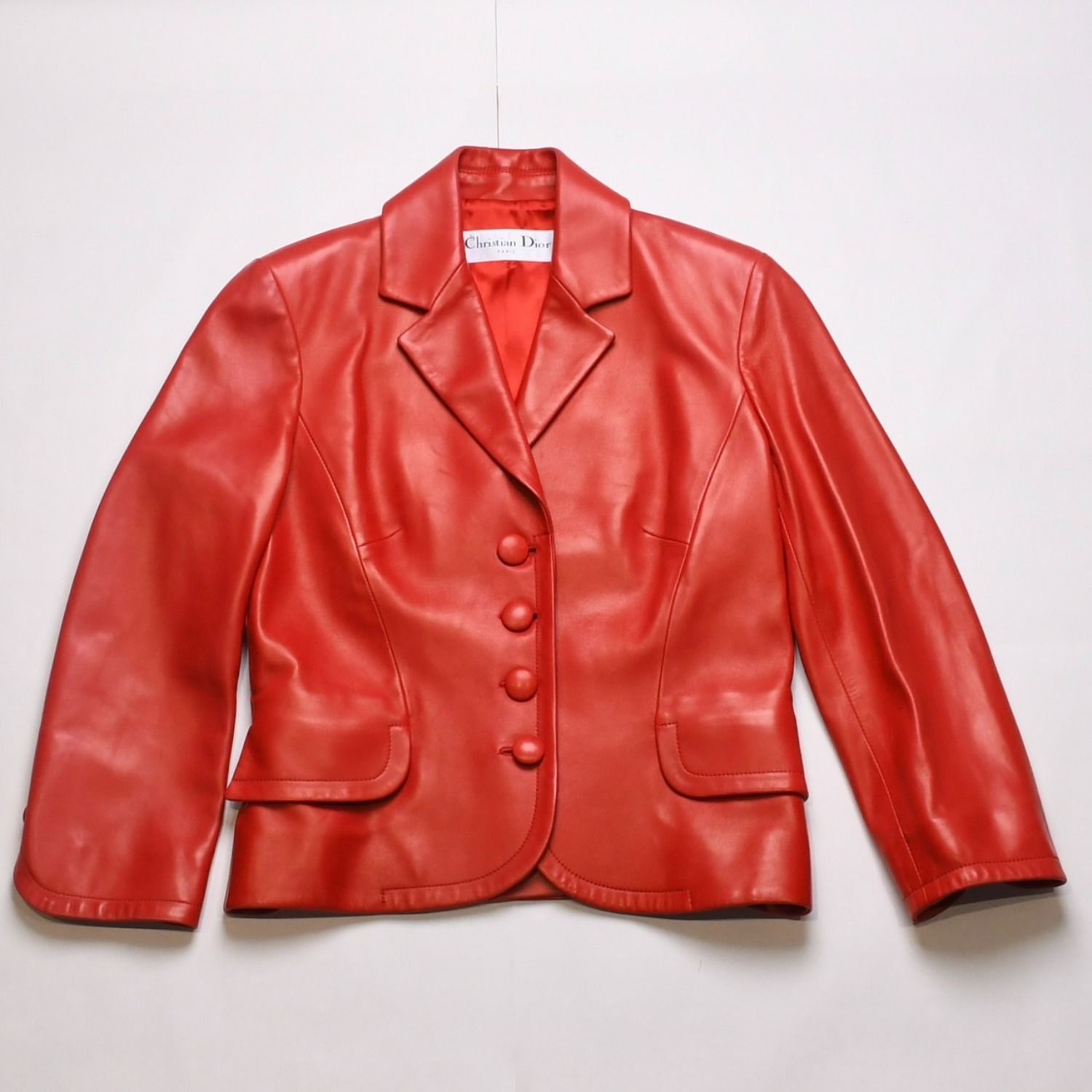 極美品 Christian Dior クリスチャンディオール レッドレザー