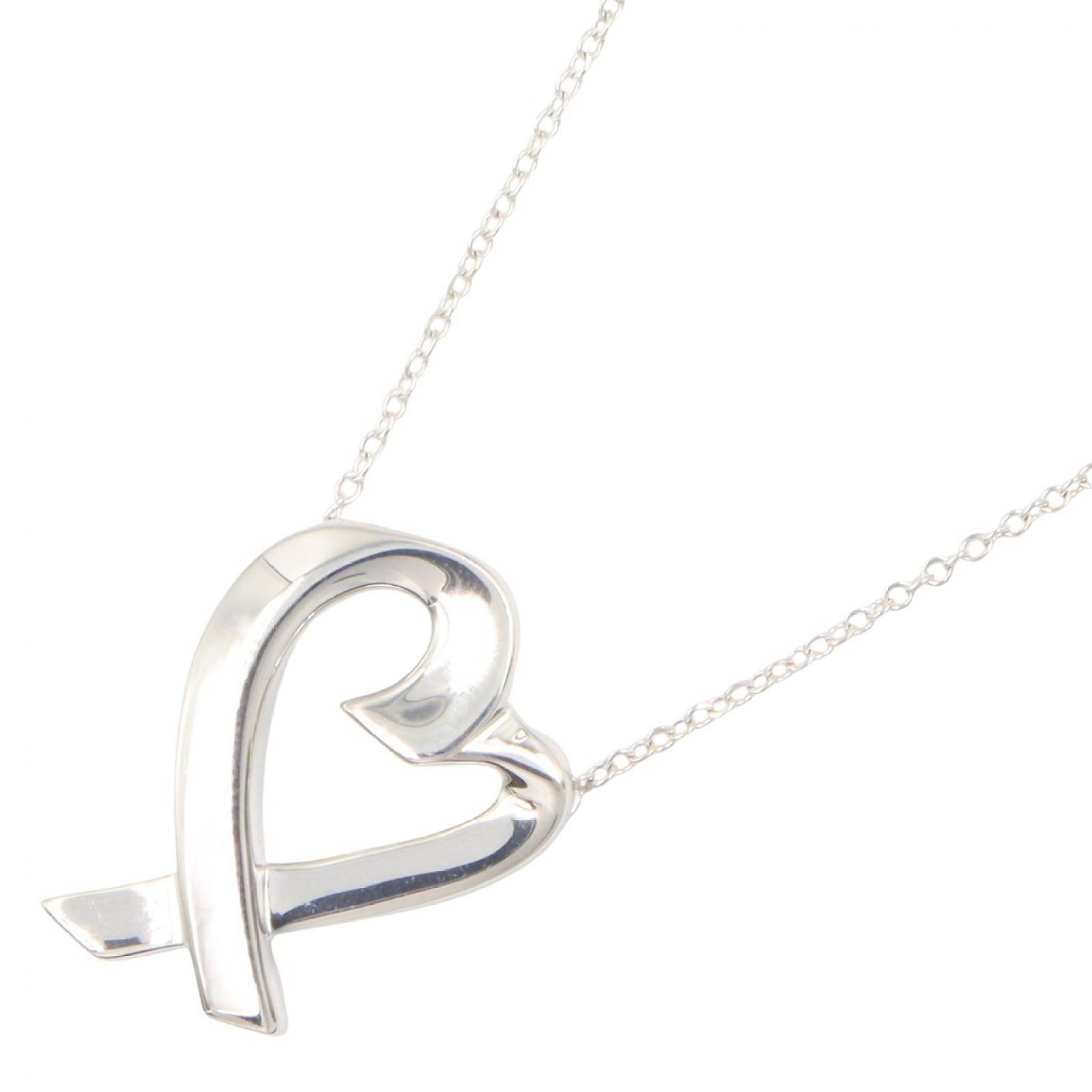 ティファニー TIFFANY&CO ネックレス ラビングハート ネックレス 首回47.5㎝ シルバー925 ラビングハート ネックレス レディース Used A