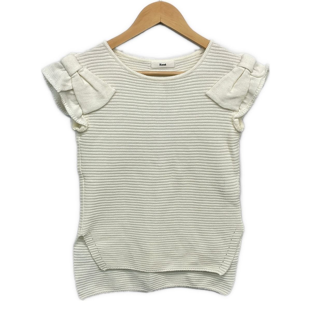 Rene(ルネ) 半袖セーター サイズ34 S レディース美品 - 白 リボン