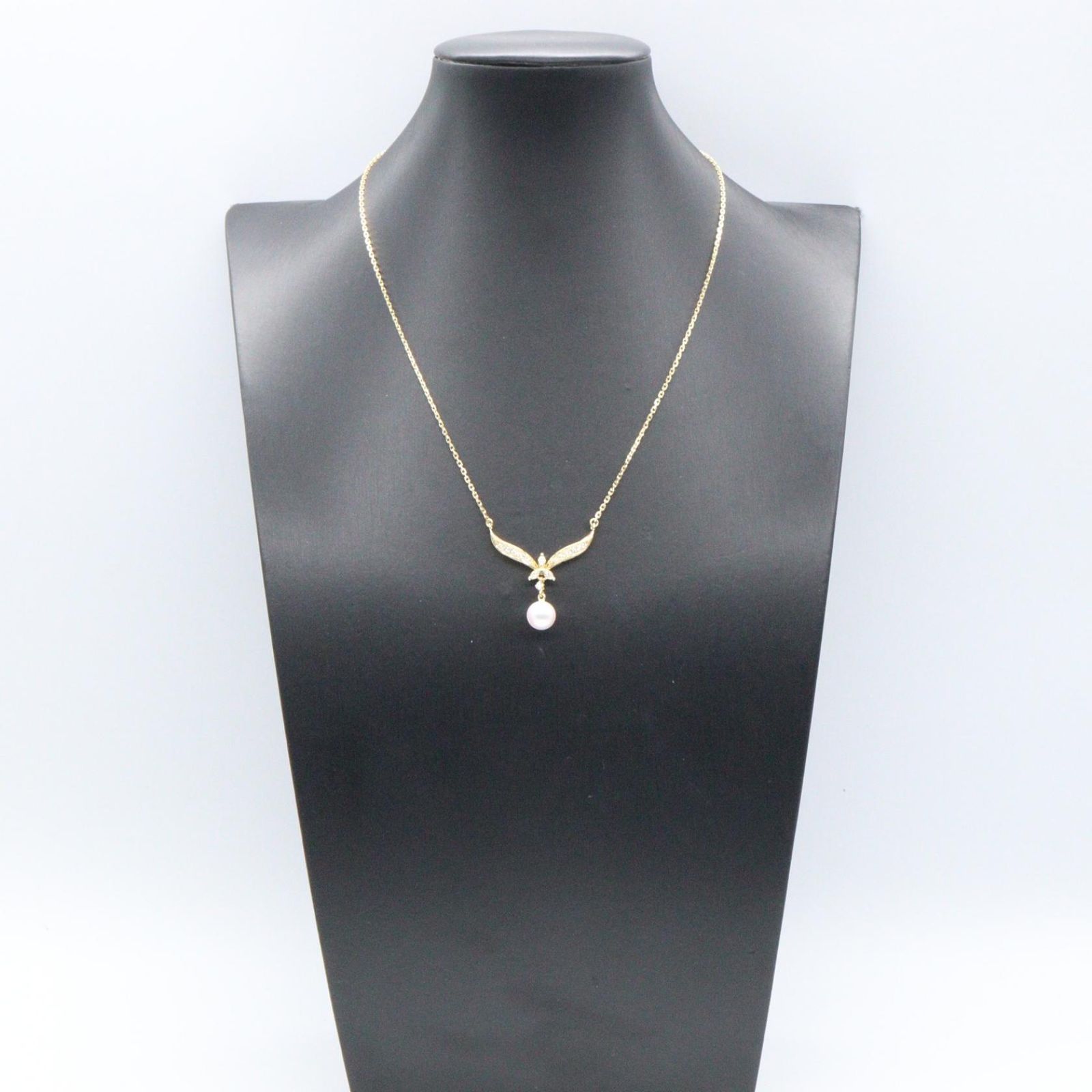 ミキモト MIKIMOTO ネックレス アコヤパール ダイヤ ネックレス 首回40 