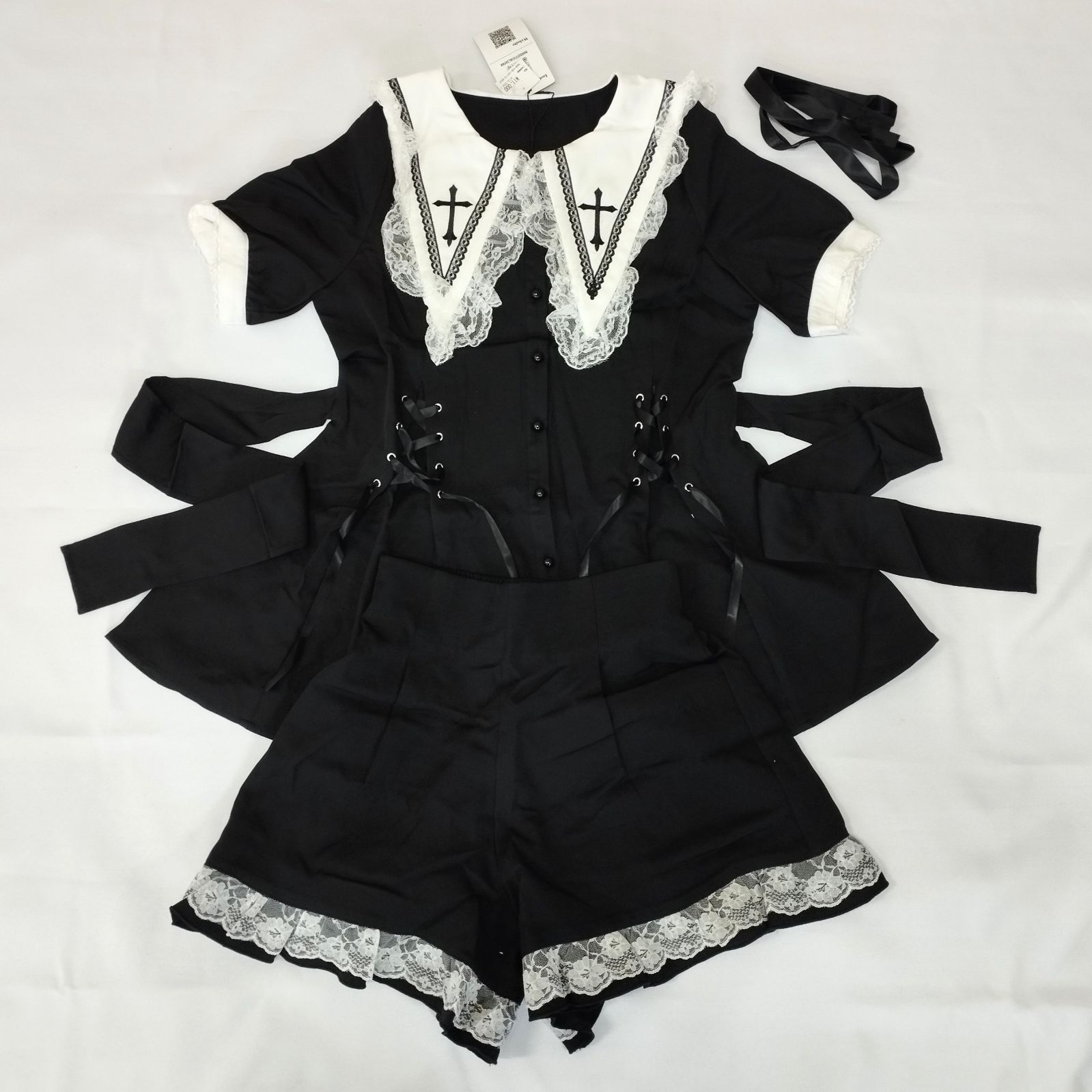 D41933】MA*RS 2点SET スピンドル付きクロス刺繍SETUP ブラック size