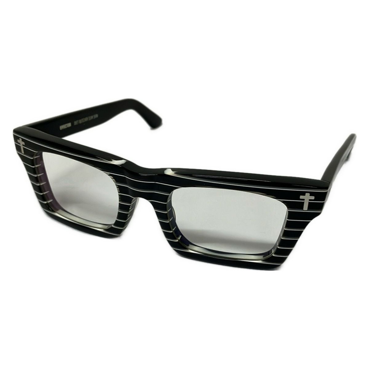 EFFECTOR(エフェクター) メガネ美品 - クリア×黒×白 ボーダー/クロス(十字架)/DIET BUTCHER SLIM SKIN別注