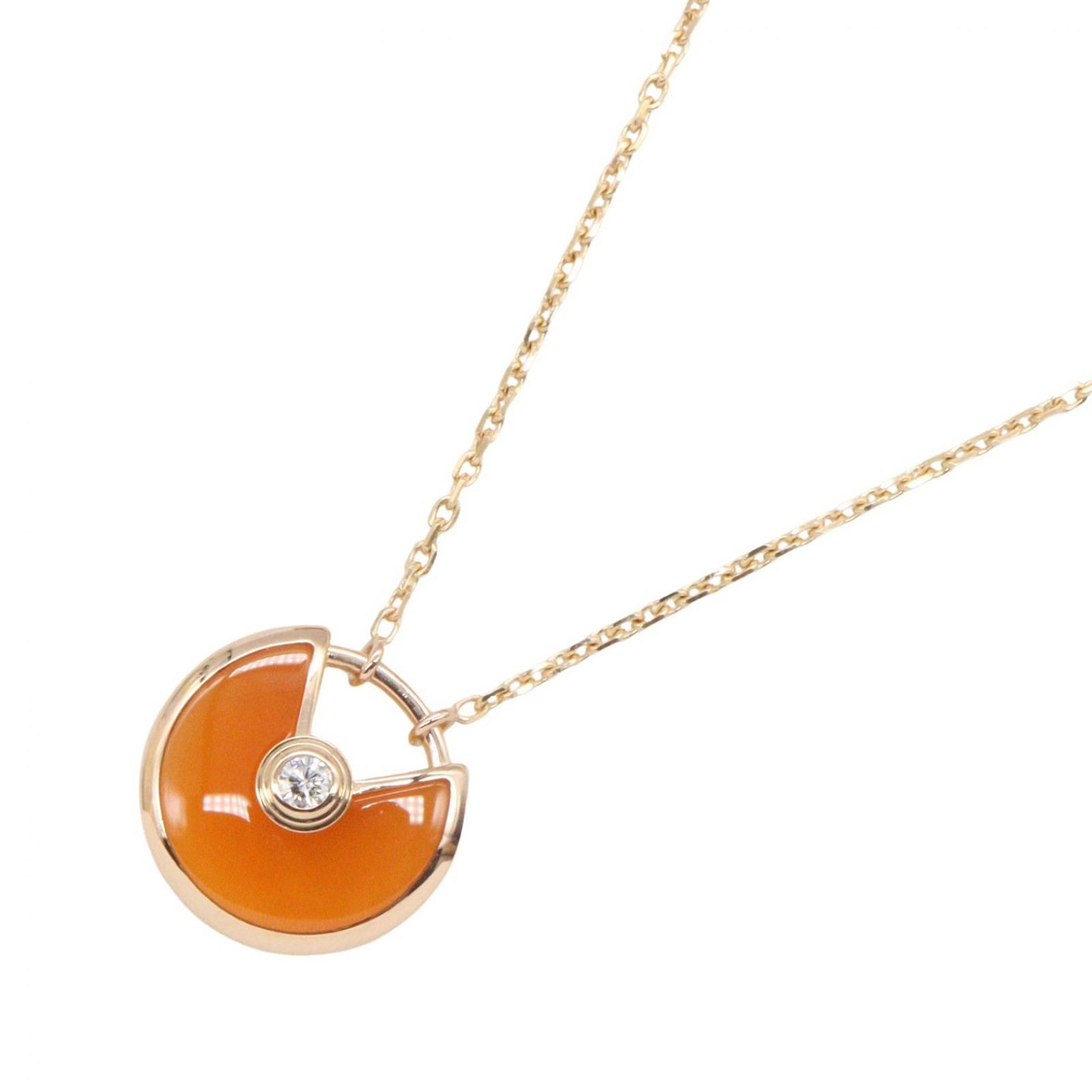 カルティエ CARTIER ネックレス アミュレット カーネリアン ネックレス 1PD 首回39/42cm K18PG（ピンクゴールド） ダイヤモンド アミュレット カーネリアン ネックレス 1PD