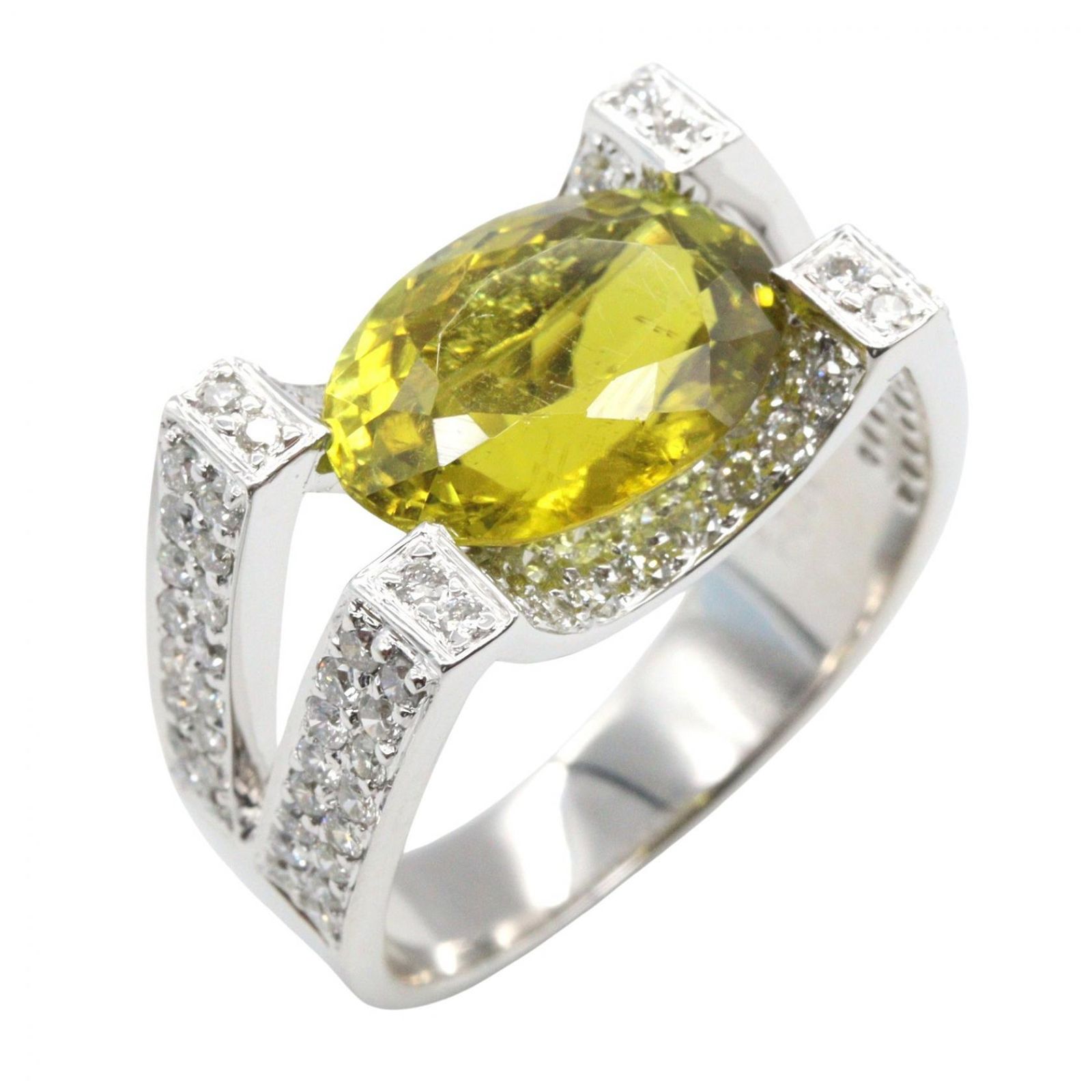 ジュエリー JEWELRY リング・指輪 イエロートルマリン ダイヤモンド リング ｲｴﾛｰﾄﾙﾏﾘﾝ 7.7g #12 K18WG（ホワイトゴールド） ダイヤモンド リング レディース