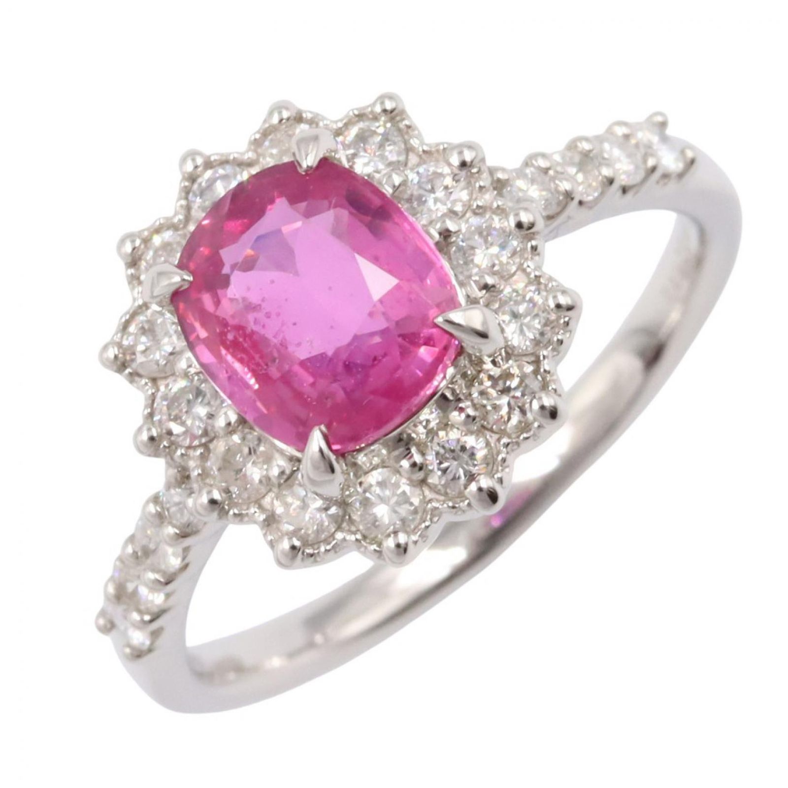ジュエリー JEWELRY リング・指輪 ピンクサファイア ダイヤモンド リング ﾋﾟﾝｸｻﾌｧｲｱ 5.2g #12 Pt950プラチナ ダイヤモンド リング レディース Used A