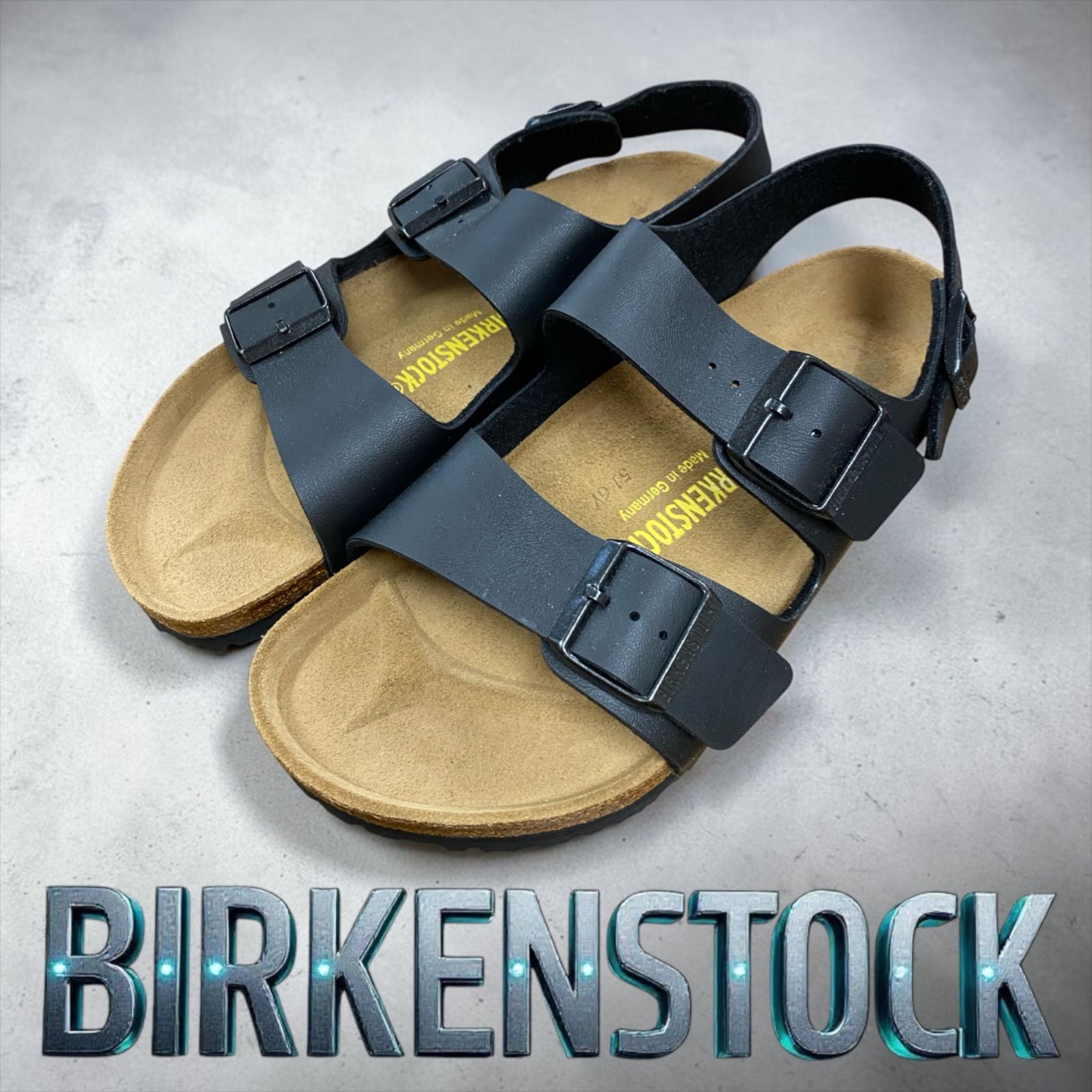 新品未使用　BIRKENSTOCK (ビルケンシュトック) MILANO (ミラノ) スムースレザー サンダル レギュラー(幅広) ブラック　26.0cm 5I6Y