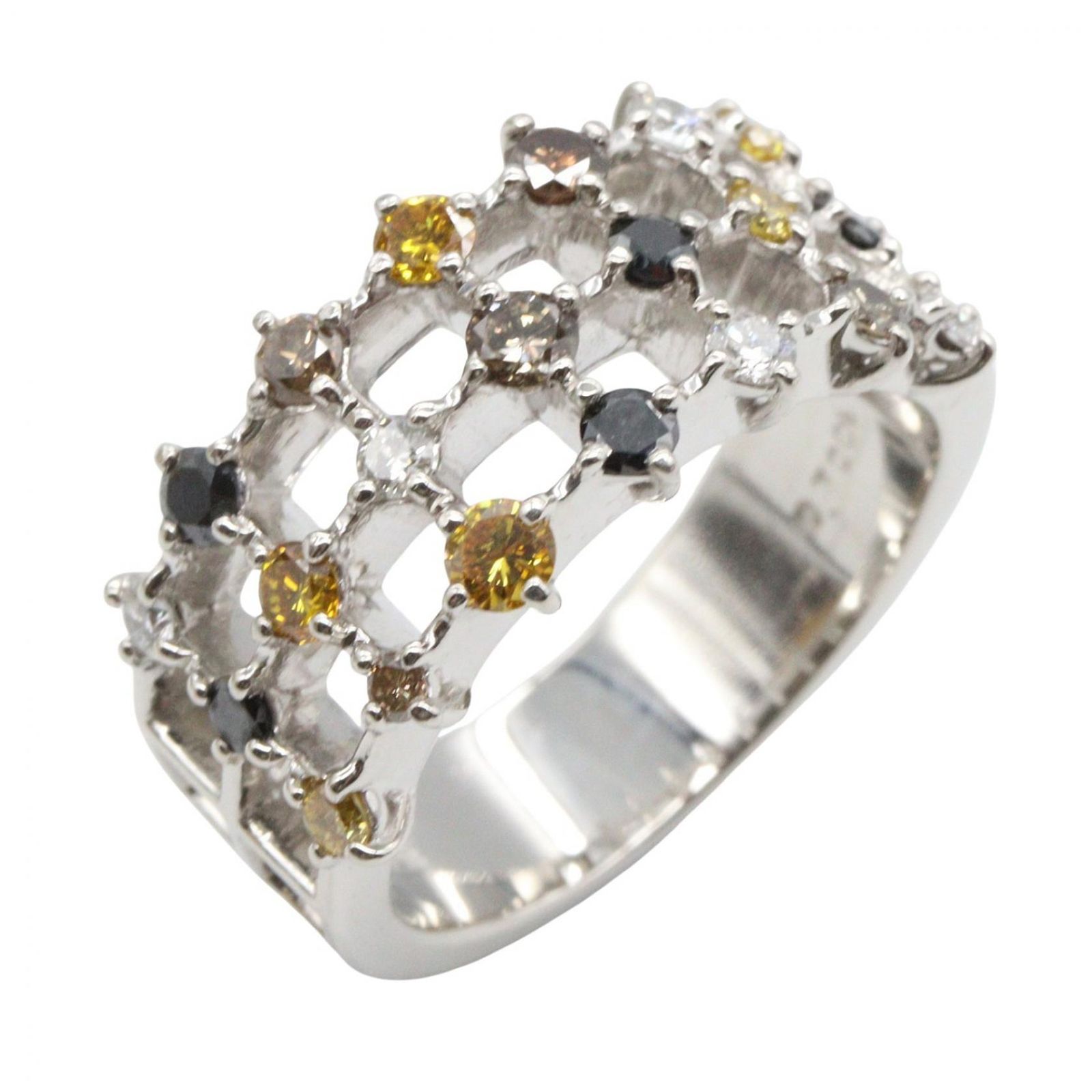 ミキモト MIKIMOTO リング・指輪 マルチカラーダイヤ リング #10 Pt950プラチナ ダイヤモンド マルチカラーダイヤ リング レディース Used A