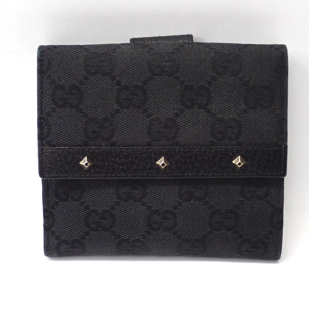 Ft1343971 グッチ 二つ折り財布 GG スタッズ 120922 ブラック メンズ GUCCI 中古