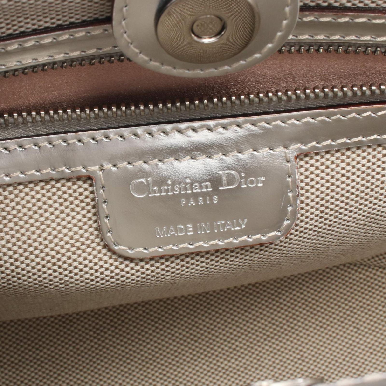 ディオール Dior トートバッグ オブリーク シルバー レザー トロッター 