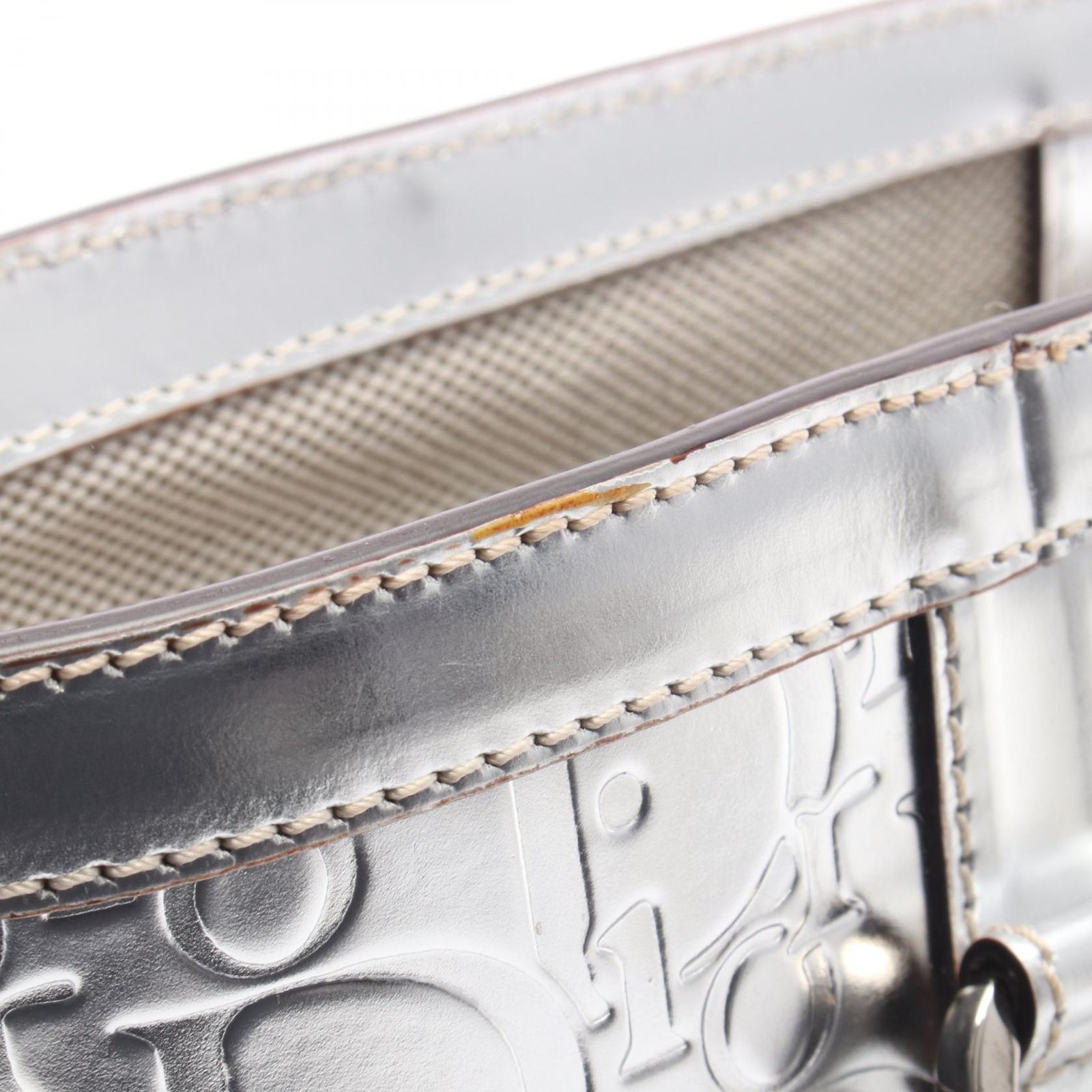 ディオール Dior トートバッグ オブリーク シルバー レザー トロッター 