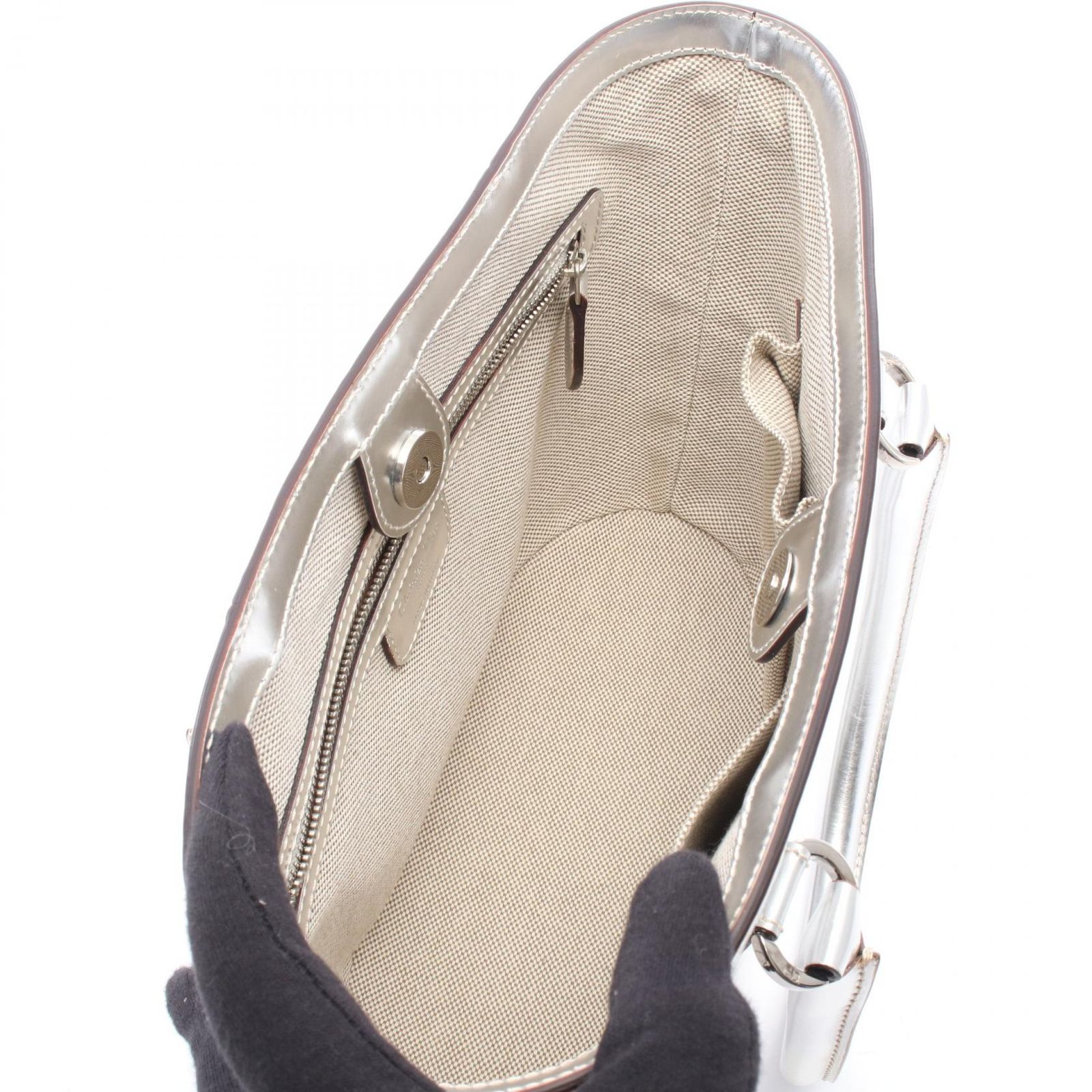 ディオール Dior トートバッグ オブリーク シルバー レザー トロッター 