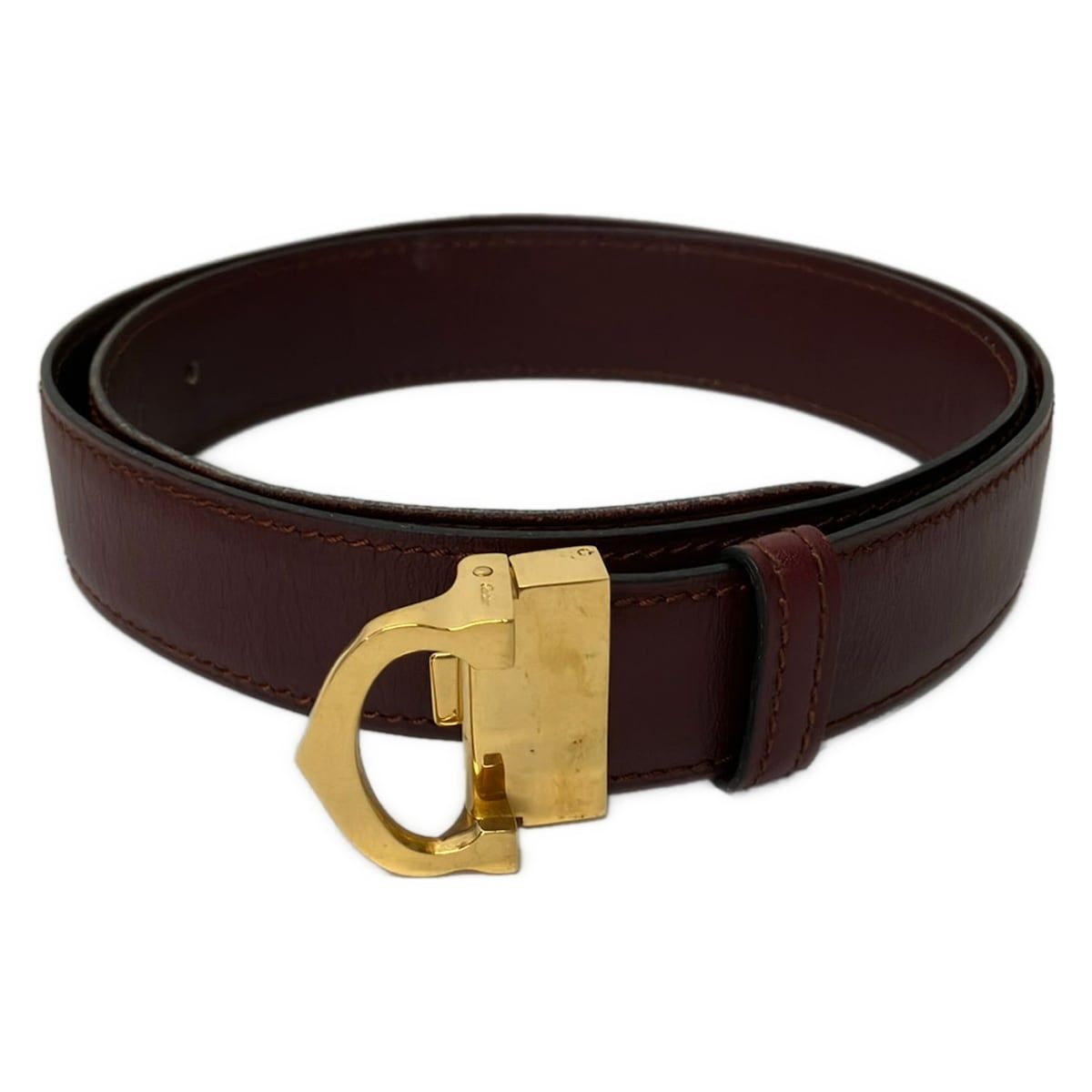 Cartier(カルティエ) ベルト - ボルドー×ゴールド レザー - メルカリ