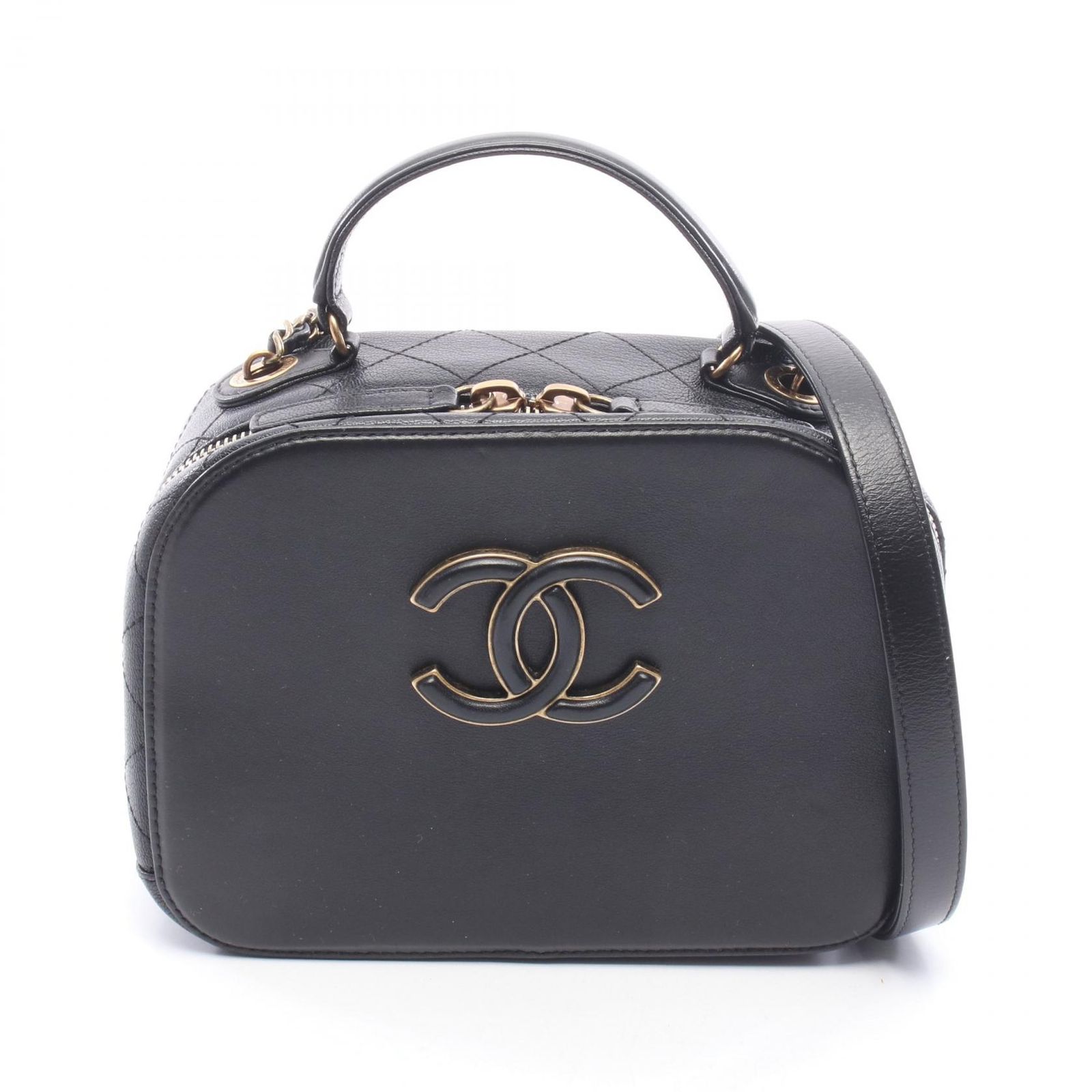 シャネル CHANEL ショルダーバッグ ココマーク A93463 ブラック レザー ココマーク バニティ 2wayチェーンショルダー レディース Used A