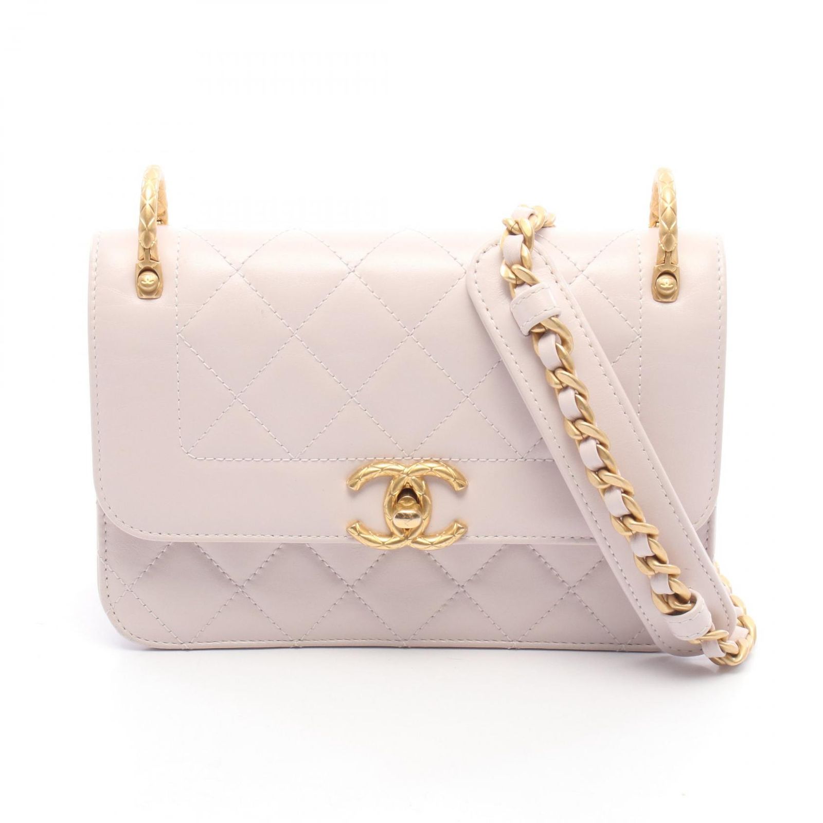 シャネル CHANEL ショルダーバッグ マトラッセ AS2714 ピンクグレー レザー マトラッセ チェーンショルダー レディース Used A