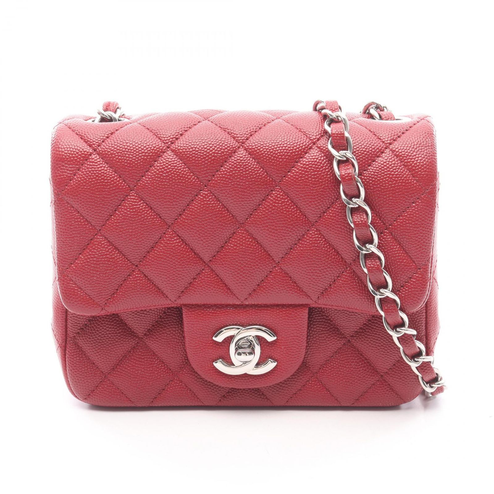 シャネル CHANEL ショルダーバッグ ミニマトラッセ A35200 レッド キャビアスキン(グレインドカーフ) ミニマトラッセ チェーンショルダー レディース Used A
