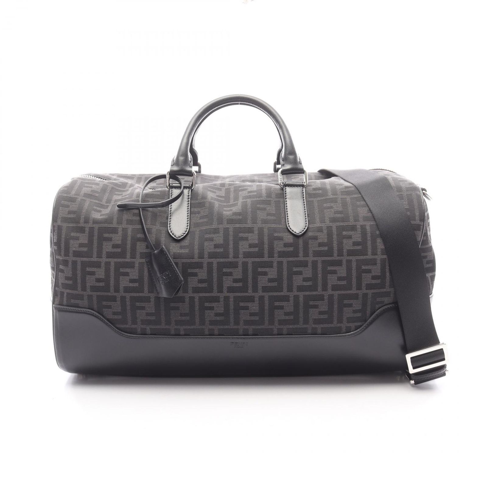 フェンディ FENDI ボストンバッグ FFジャガード ダッフルバッグ 2WAY 7VA496AG0M ブラック キャンバス レザー FFジャガード ダッフルバッグ メンズ Used A