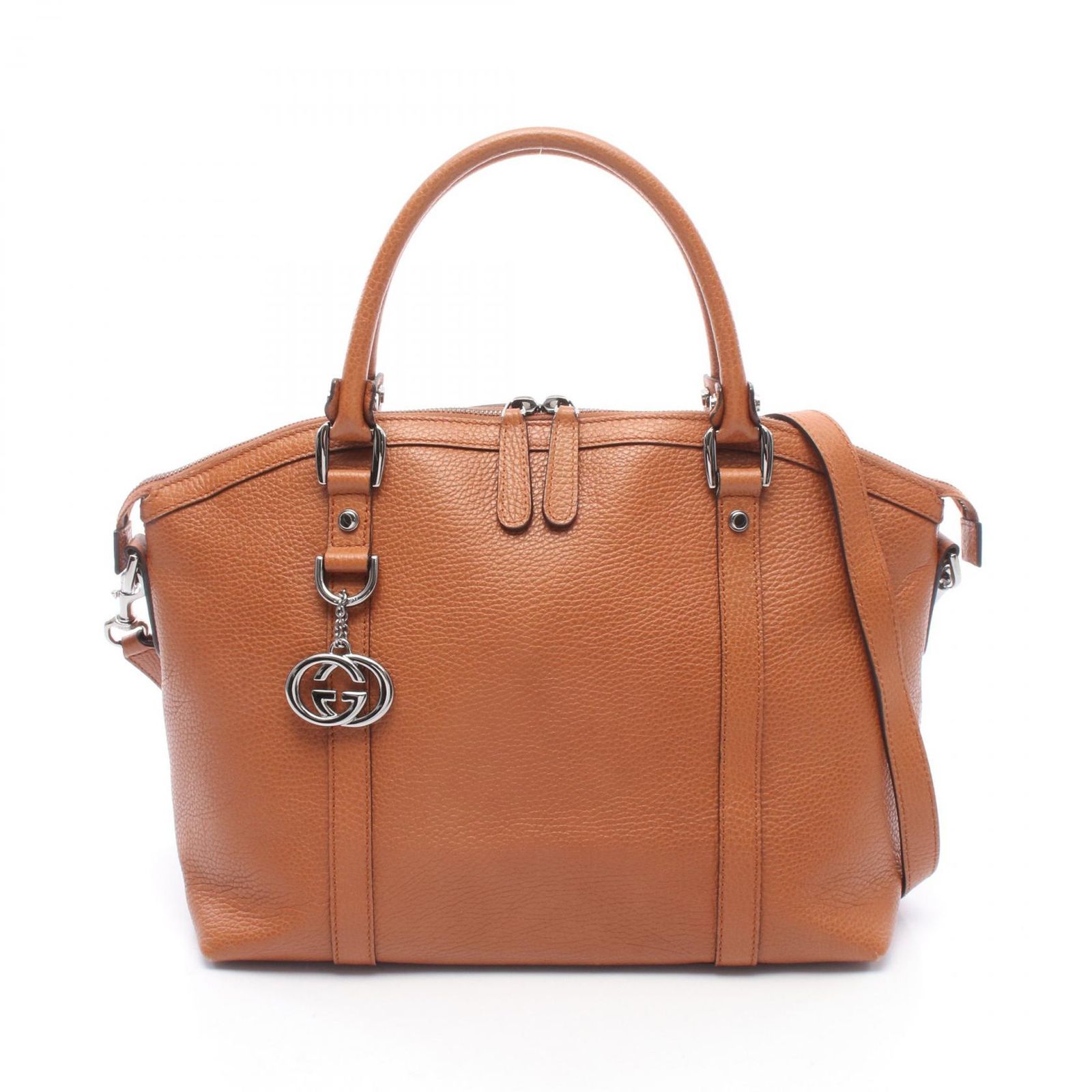 グッチ GUCCI トートバッグ インターロッキングG チャーム付き 2WAY 341503 ブラウン レザー インターロッキングG 2wayトートバッグ レディース Used B
