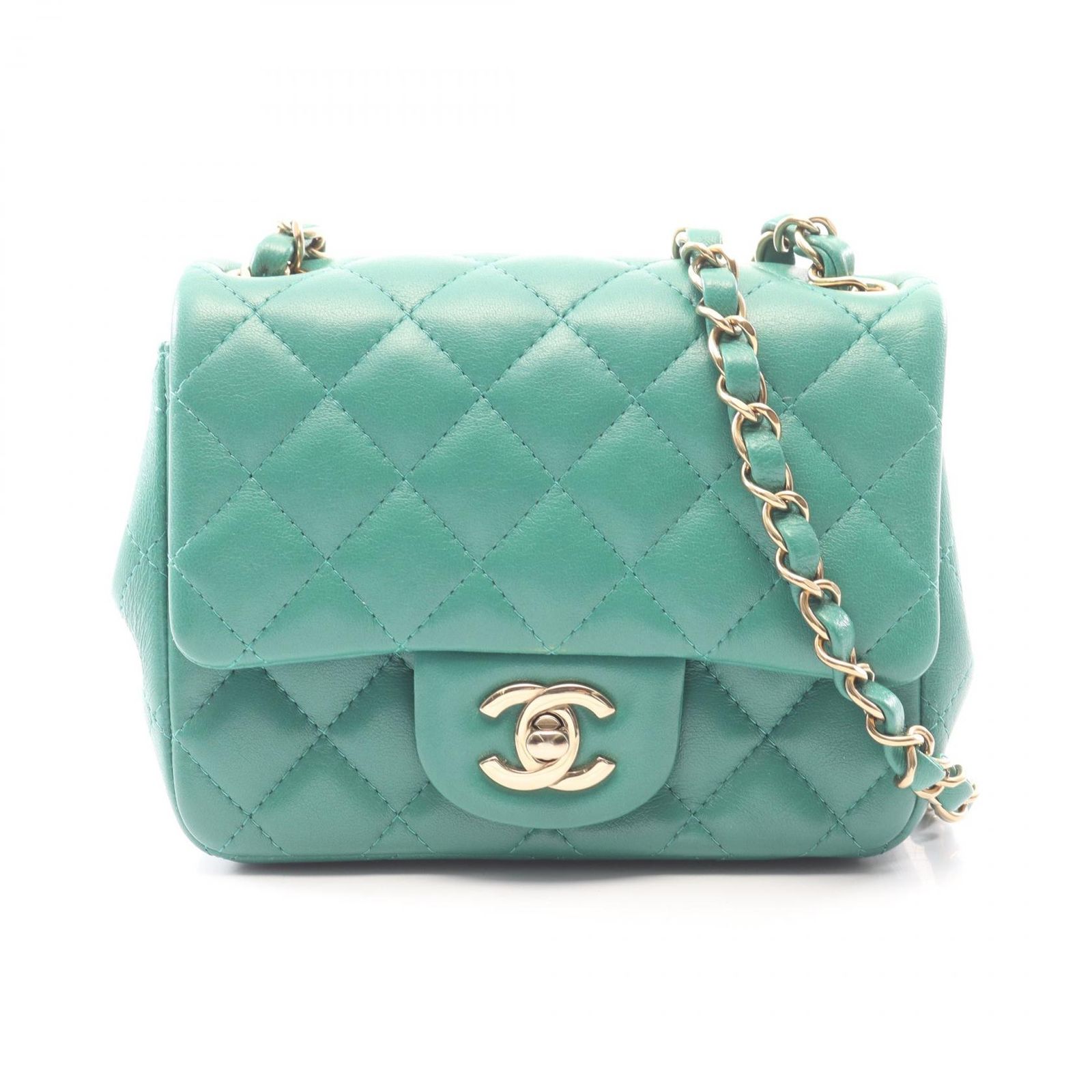 シャネル CHANEL ショルダーバッグ ミニマトラッセ グリーン ラムスキン（羊革） ミニマトラッセ チェーンショルダー レディース Used A