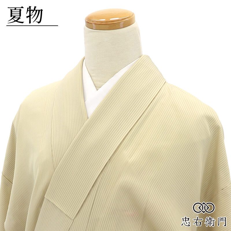 夏着物＊色無地　長尺　絽　背紋有　ベージュ櫨色　正絹　お茶や外出着に＊7IC6 夏着物＊色無地 長尺 絽 背紋有 ベージュ櫨色 正絹 お茶や外出着に