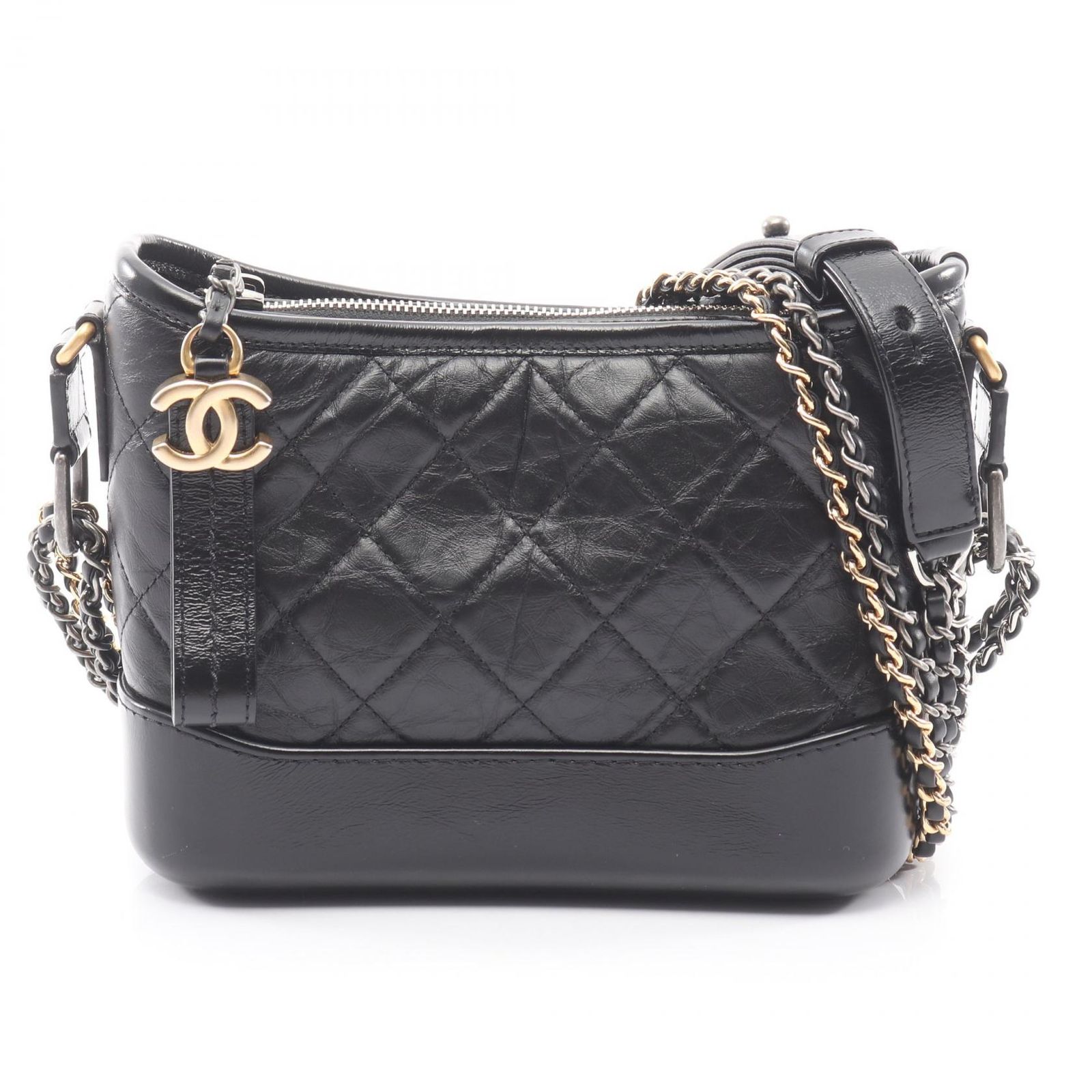 シャネル CHANEL ショルダーバッグ ガブリエル ドゥ シャネル スモール ホーボー マルチ金具 A91810 ブラック レザー ガブリエル ドゥ スモール ホーボー チェーンショルダー