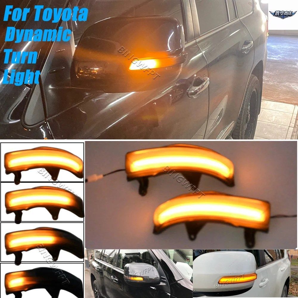 LEDダイナミックターンシグナルライトサイドミラーインジケーターブリンカーランプトヨタランドクルーザーFJ200 2013-2020