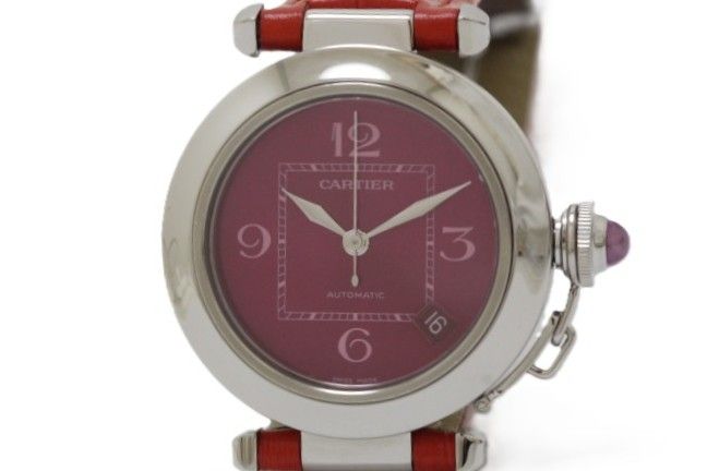 CARTIER カルティエ ウォッチ パシャC クリスマス限定 時計 W3108299 腕時計 ステンレス/レザー パープル系 ユニセックス【中古】460