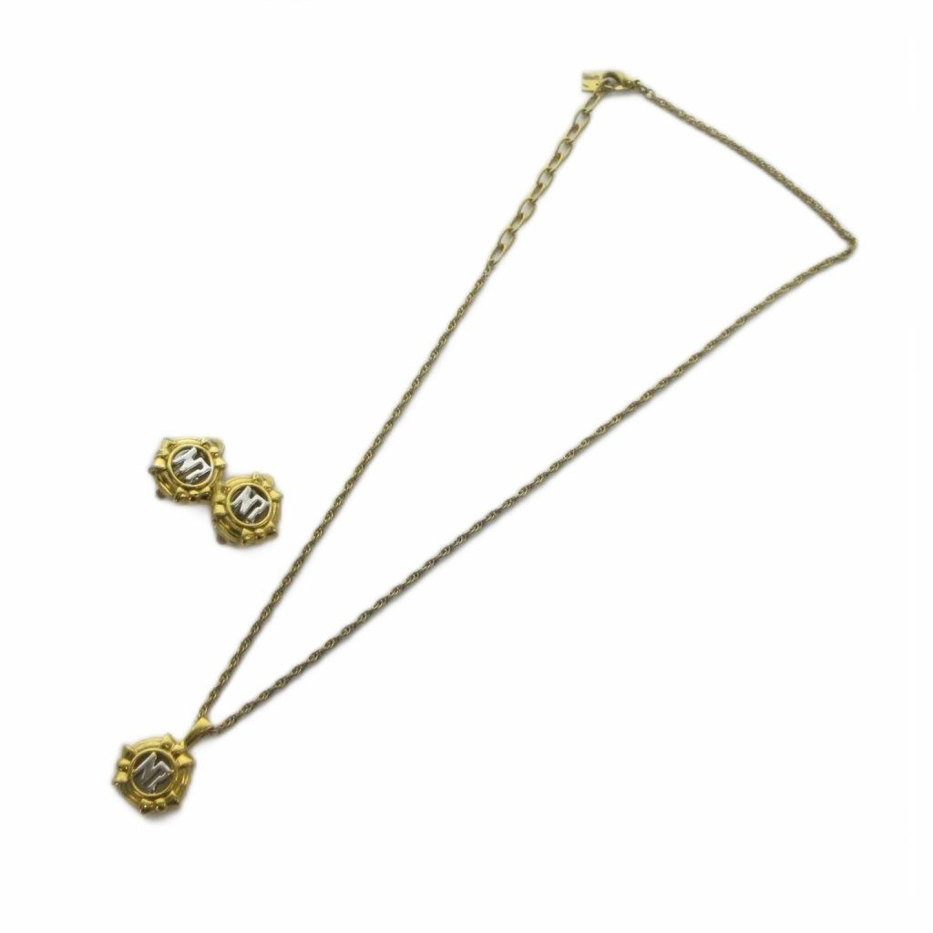 ニナリッチ NINA RICCI ネックレス イヤリング セット アクセサリー 両耳用 ロゴ ゴールド色 ■GY11 /MQ
