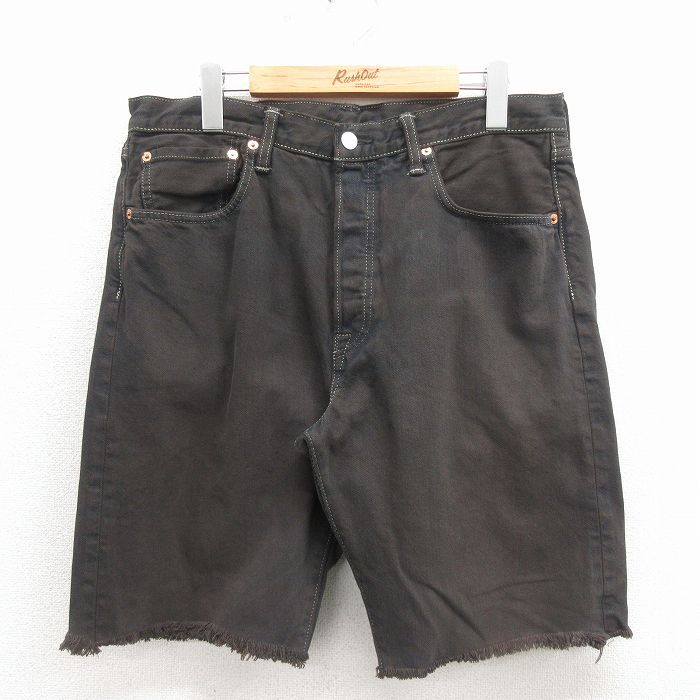 W31/古着 リーバイス Levis 501 ショート パンツ ショーツ メンズ コットン 濃茶 デニム 26apr15
