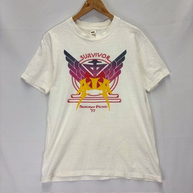 70s Hanes Summer Picnic '77 SUVIVOR グラフィックTシャツ サイズⅬ BORO 襤褸 08051202 871