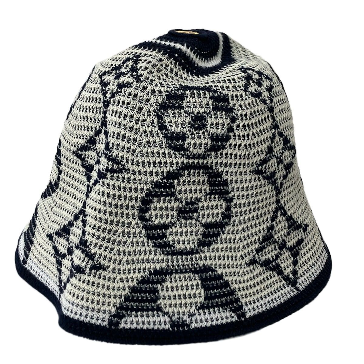 LOUIS VUITTON(ルイヴィトン) 帽子美品 - M7172M アイボリー×ダークネイビー バケットハット/モノグラム柄 コットン