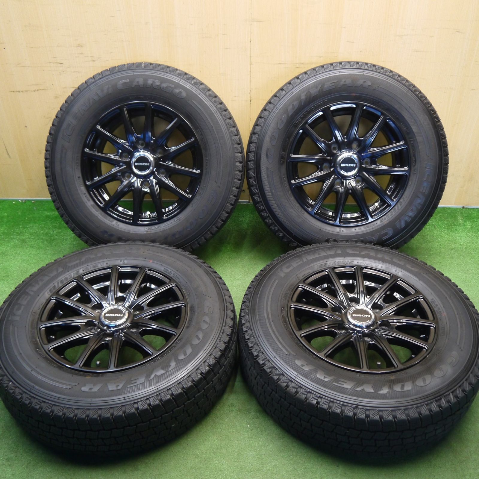 バリ溝！9.5分★スタッドレス 195/80R15 107/105L グッドイヤー アイスナビ CARGO BISON BN-01 バイソン カーゴ 15インチ PCD139.7/6H★6050101Hス