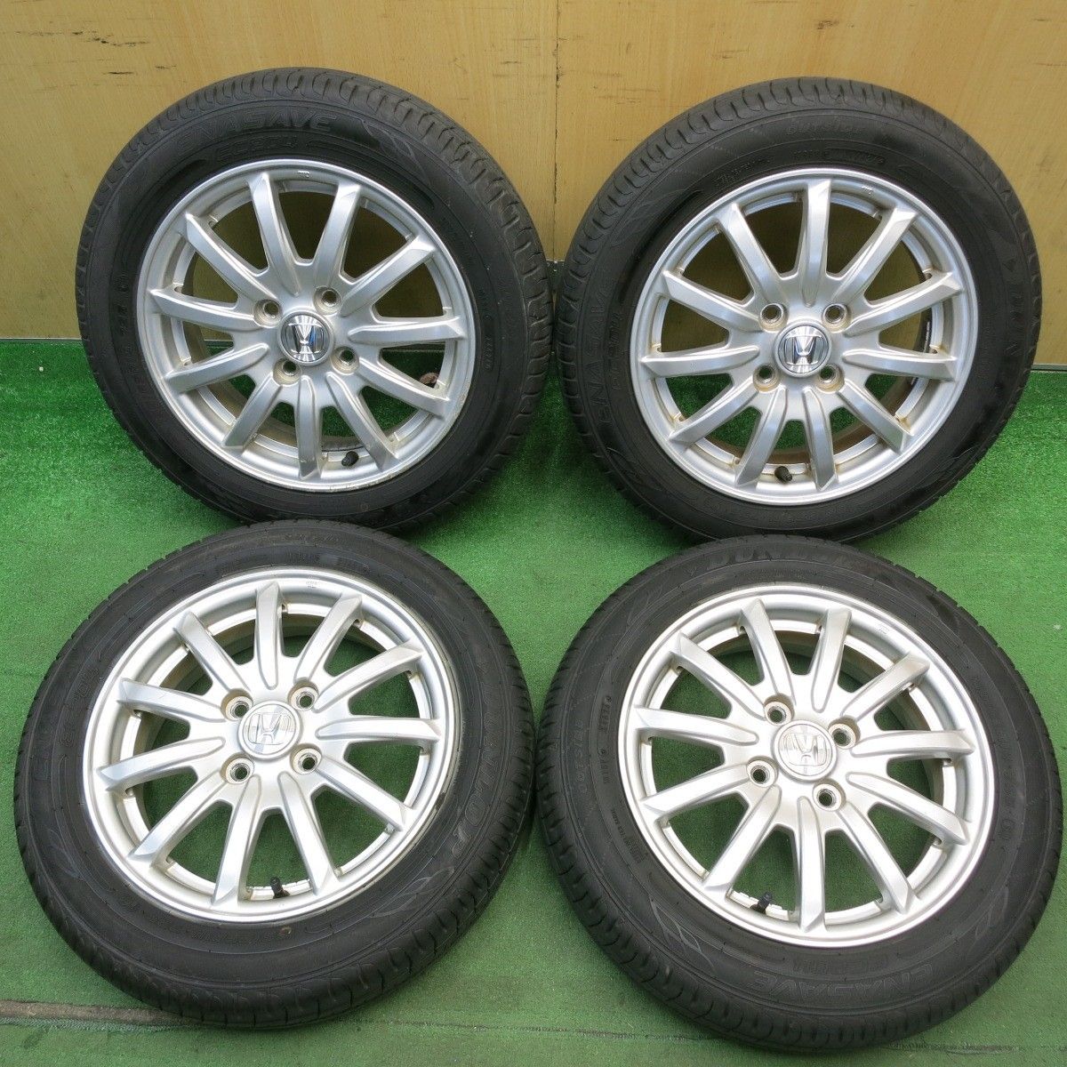 バリ溝！24年！9.5分以上★ホンダ N-WGN カスタム 純正 155/65R14 ダンロップ エナセーブ EC204 14インチ PCD100/4H★6050603HAノ