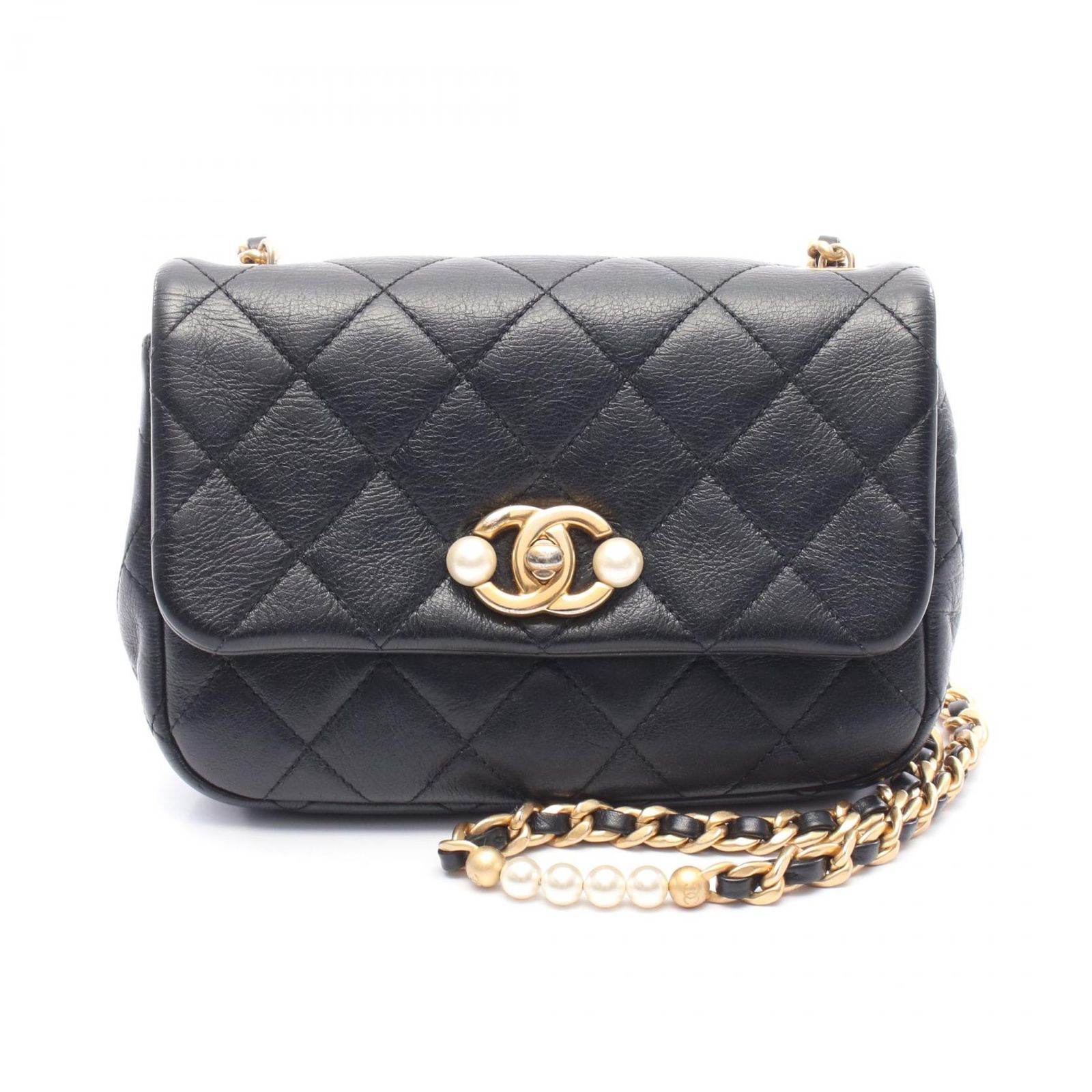 シャネル CHANEL ショルダーバッグ マトラッセ AS3000 ブラック レザー ミニマトラッセ チェーンショルダー レディース Used A