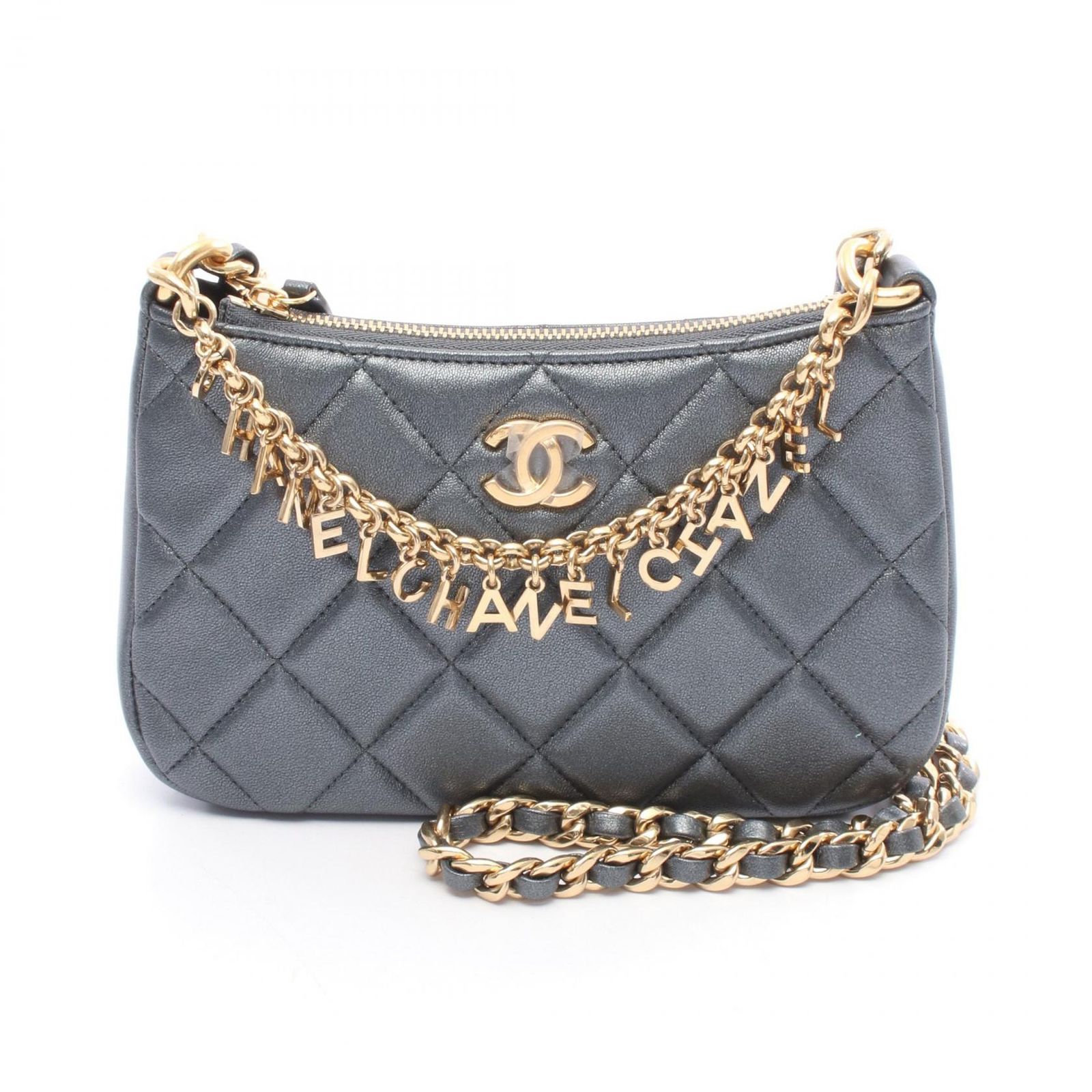 シャネル CHANEL ショルダーバッグ マトラッセ ココマーク AP3847 シルバーグレー ラムスキン（羊革） マトラッセ チェーンクラッチバッグ レディース Used A