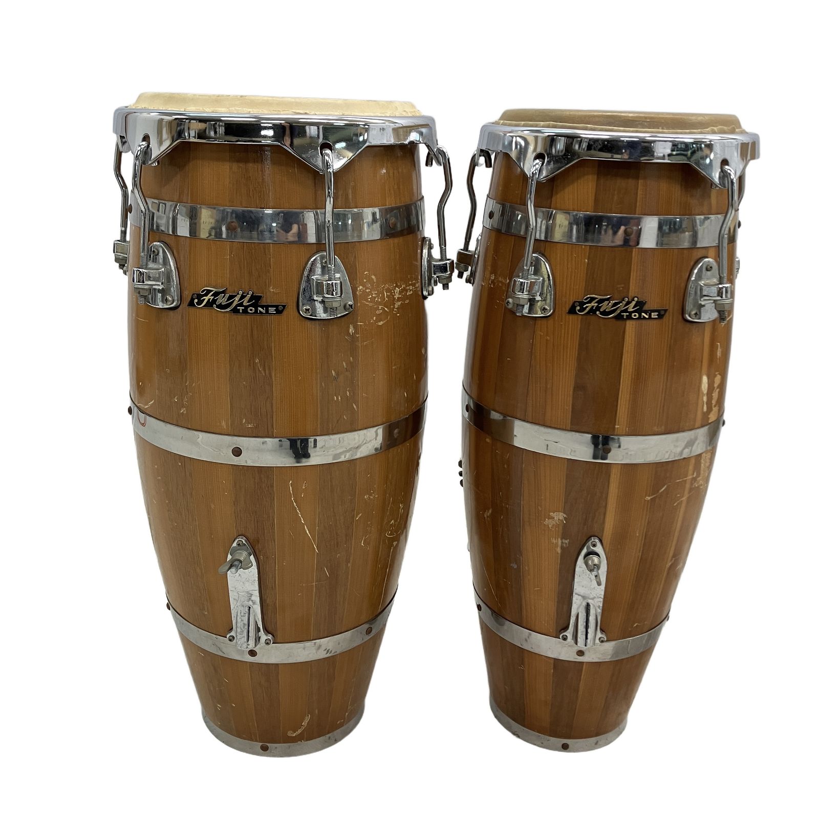 FUJI TONE コンガ ペア パーカッション 打楽器 民族楽器 フジトーン 中古 C11213466