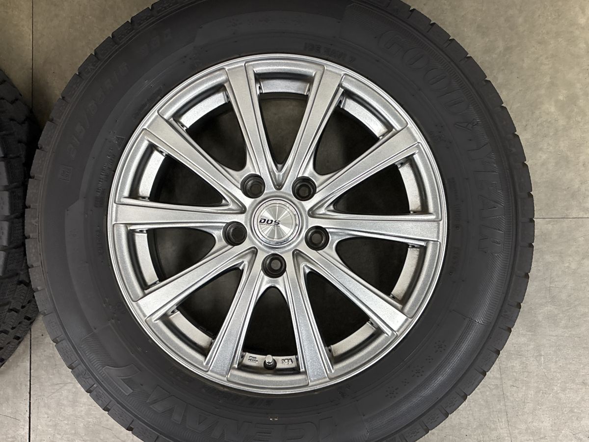 バリ溝】DOS 16in 6.5J +45 PCD114.3 グッドイヤー アイスナビ7 215