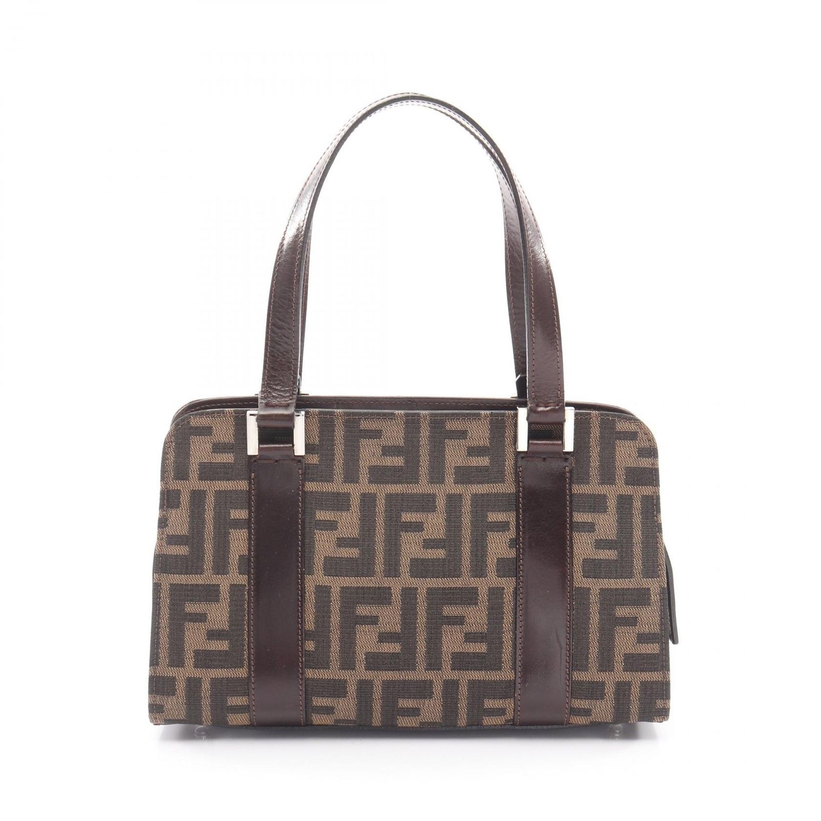 フェンディ FENDI ハンドバッグ ズッカ ブラック/ブラウン キャンバス レザー ズッカ ハンドバッグ レディース Used A