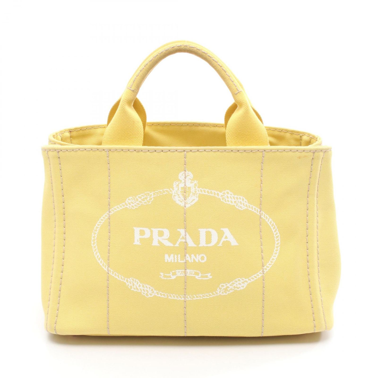 プラダ PRADA トートバッグ CANAPA カナパ ミニ BN2439 イエロー キャンバス カナパトート レディース Used B